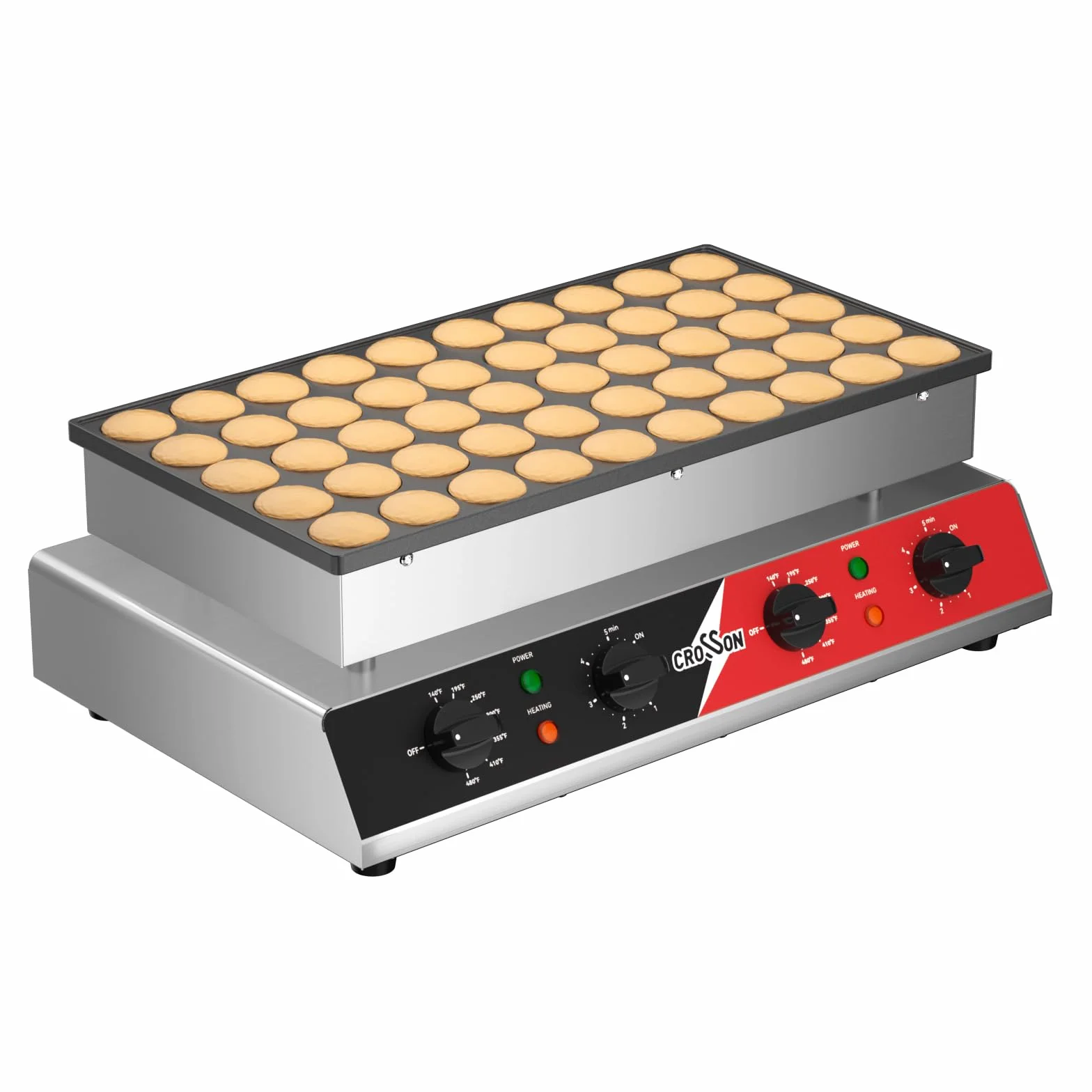 CROSSON Macchina per Mini Pancake 50 Fori 43 mm Antiaderente 1700W