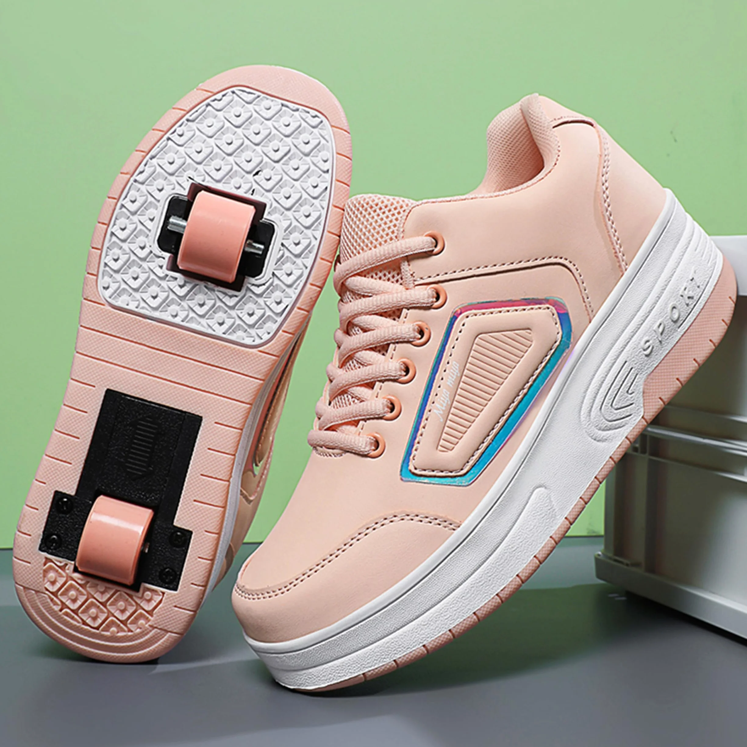 Scarpe Pattini Bambina a Due Ruote Regolabili per Skateboard