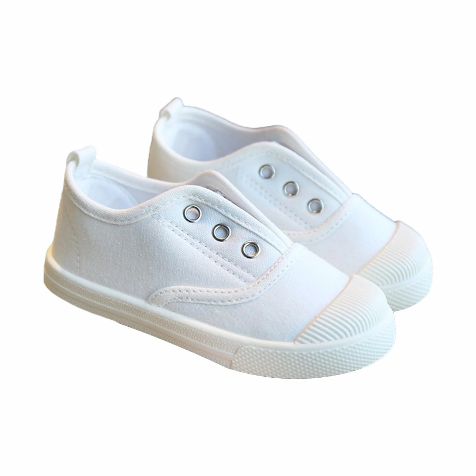 Scarpe da ginnastica in tela con punta in gomma, sneaker senza lacci per interni