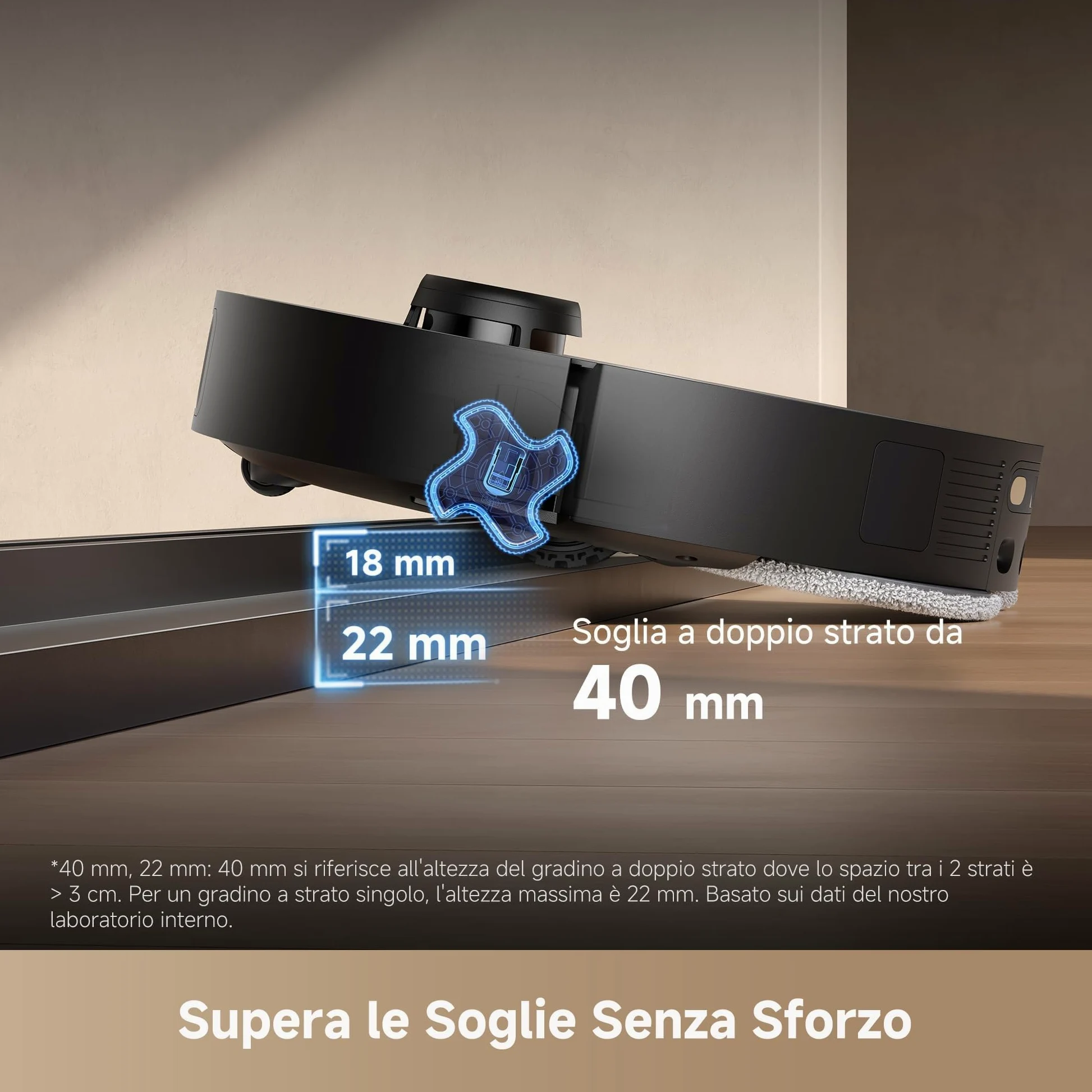 DREAME L40s Pro Ultra Robot Aspirapolvere, Auto-pulizia moci, Aspirazione 19.000 Pa, Spazzola antigroviglio, Estensione Moci e Spazzola Laterale per Angoli, evita oltre 180 oggetti, Controllo Vocale