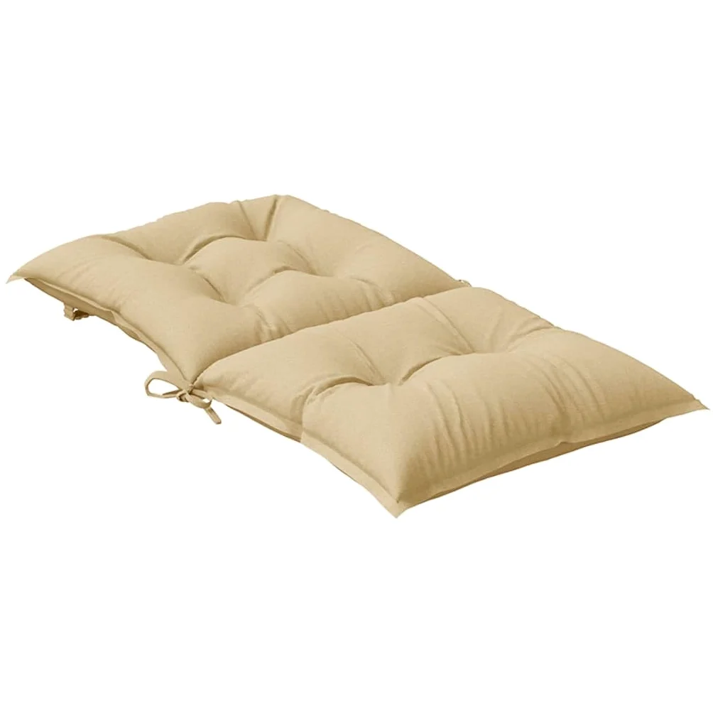 6 cuscini per sedia con schienale basso, beige, 100 x 50 x 7 cm, in tessuto, antiscivolo, con elastico e cordoncini, ergonomici per sedia da giardino, sala da pranzo e ufficio
