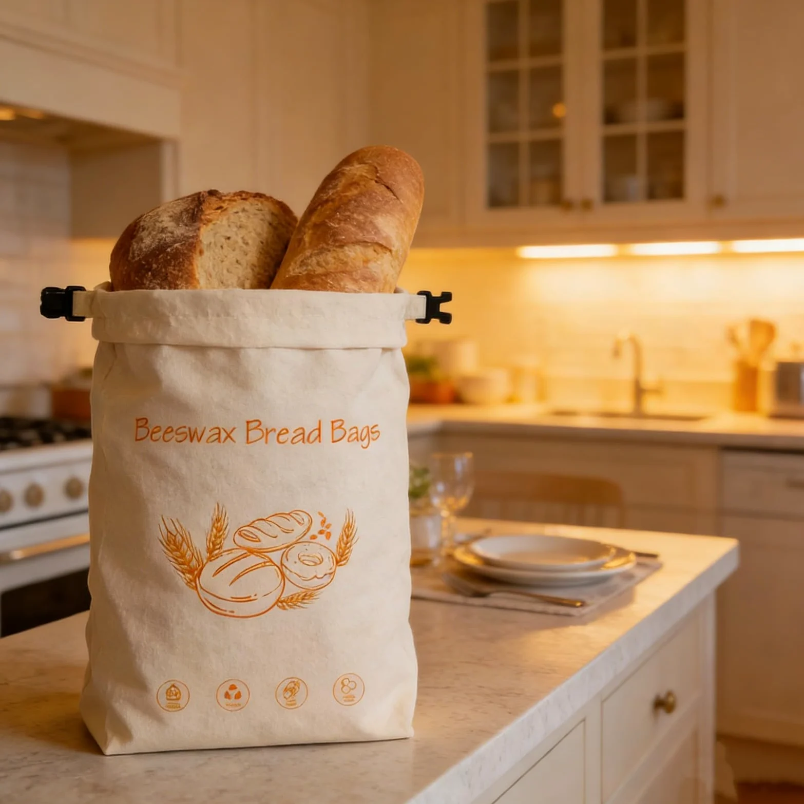 Cere d'api naturali rivestite in tessuto di cotone per avvolgere alimenti sacchetto di conservazione del pane soluzione di stoccaggio della cucina sacchetto di conservazione del pane sacchetto di