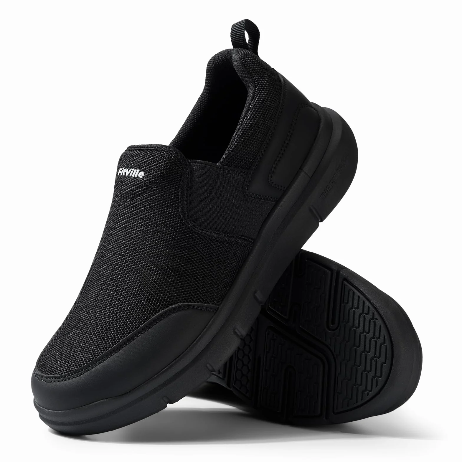 FitVille Scarpe Uomo per Camminata Antiscivolo Slip-on Casual Sneaker Senza Lacci Scarpe da Esterno Comode Leggere e Traspiranti a Pianta Larga