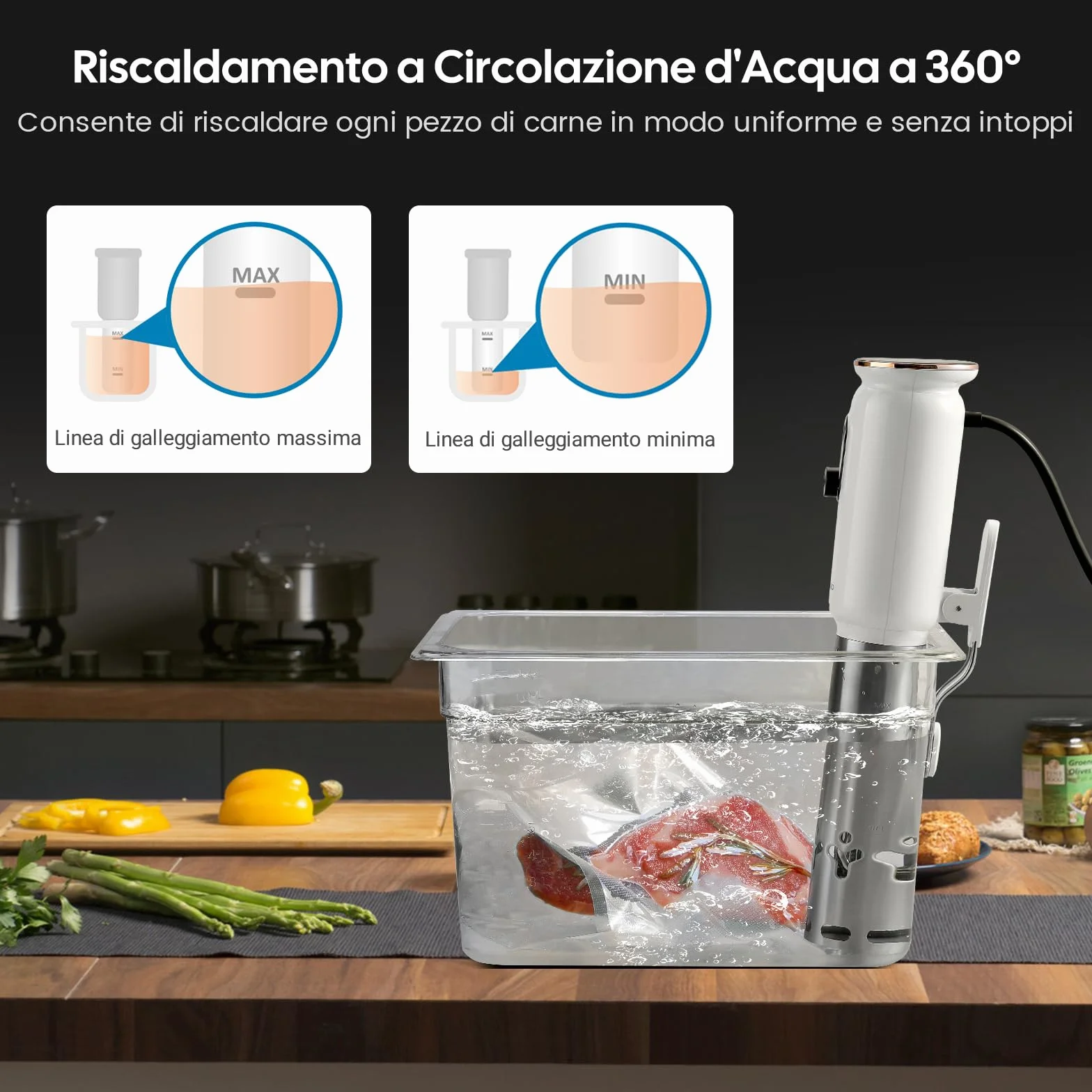 INKBIRD Wifi Sous Vide Roner 1000W 0-90℃ Cottura Bassa Temperatura TFT