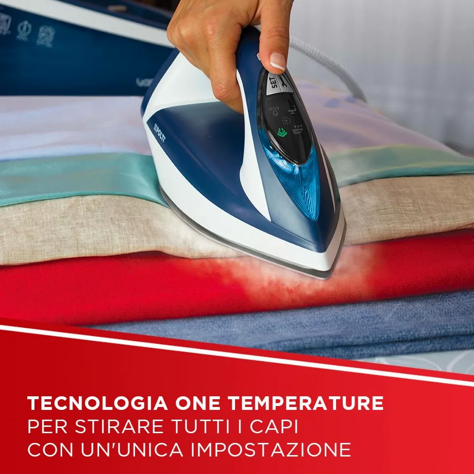 Polti Vaporella Express VE30.10, Ferro da Stiro Generatore di Vapore, Pressione Pompa fino a 8 Bar, Potenza 2200 W, Funzione Eco, Tecnologia One Temperature, Digital Setting, Blu e Bianco