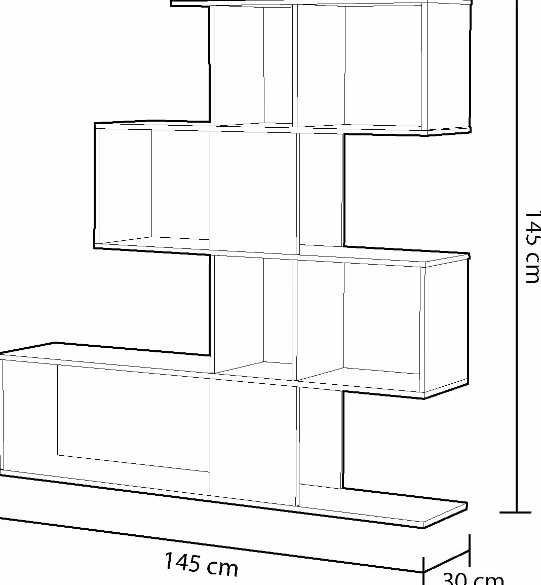Dmora Kafka H03 Libreria, Grigio/Bianco, 145 x 29 x 145, Melamina