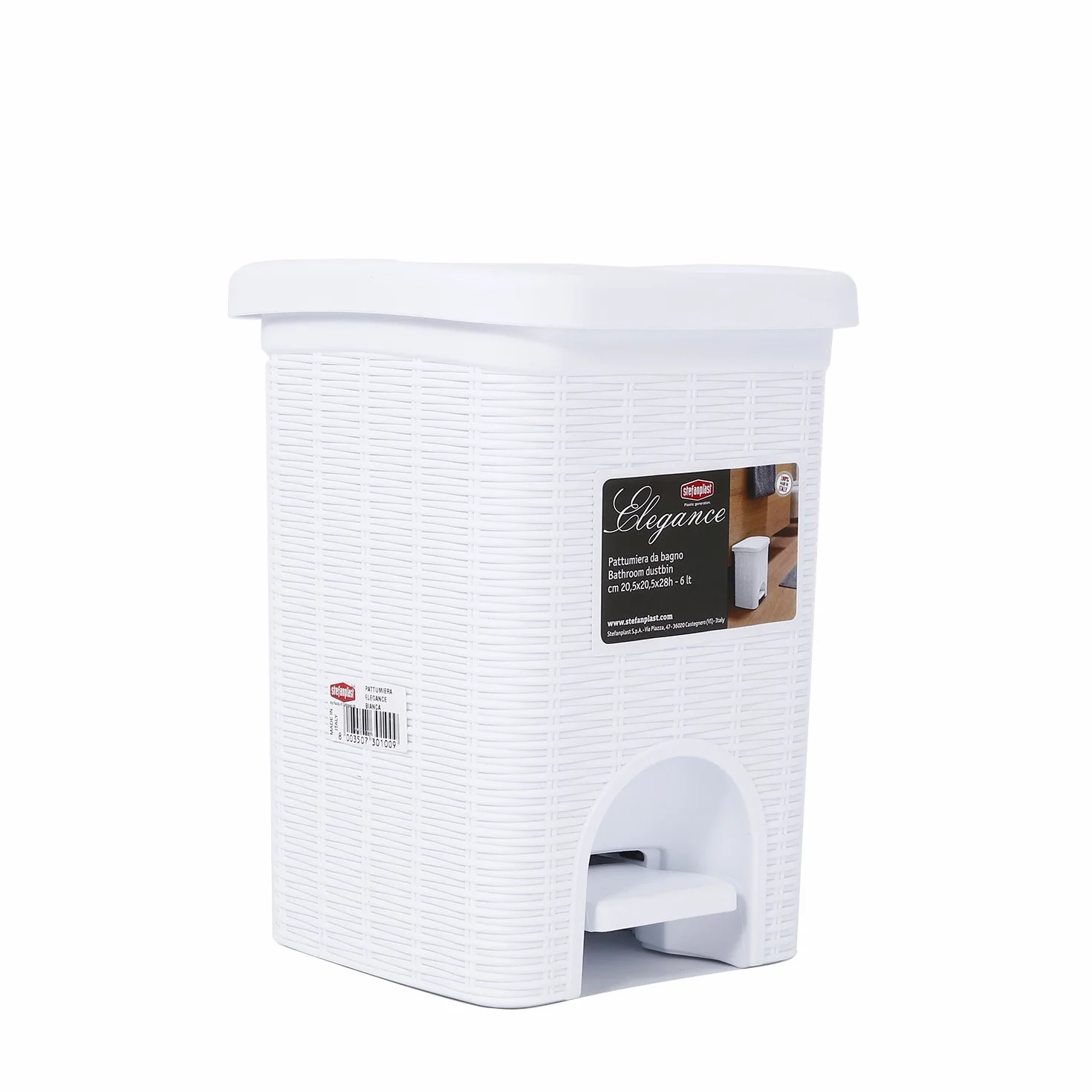 Stefanplast Elegance Pattumiera Bagno 6 litrów biała plastikowa