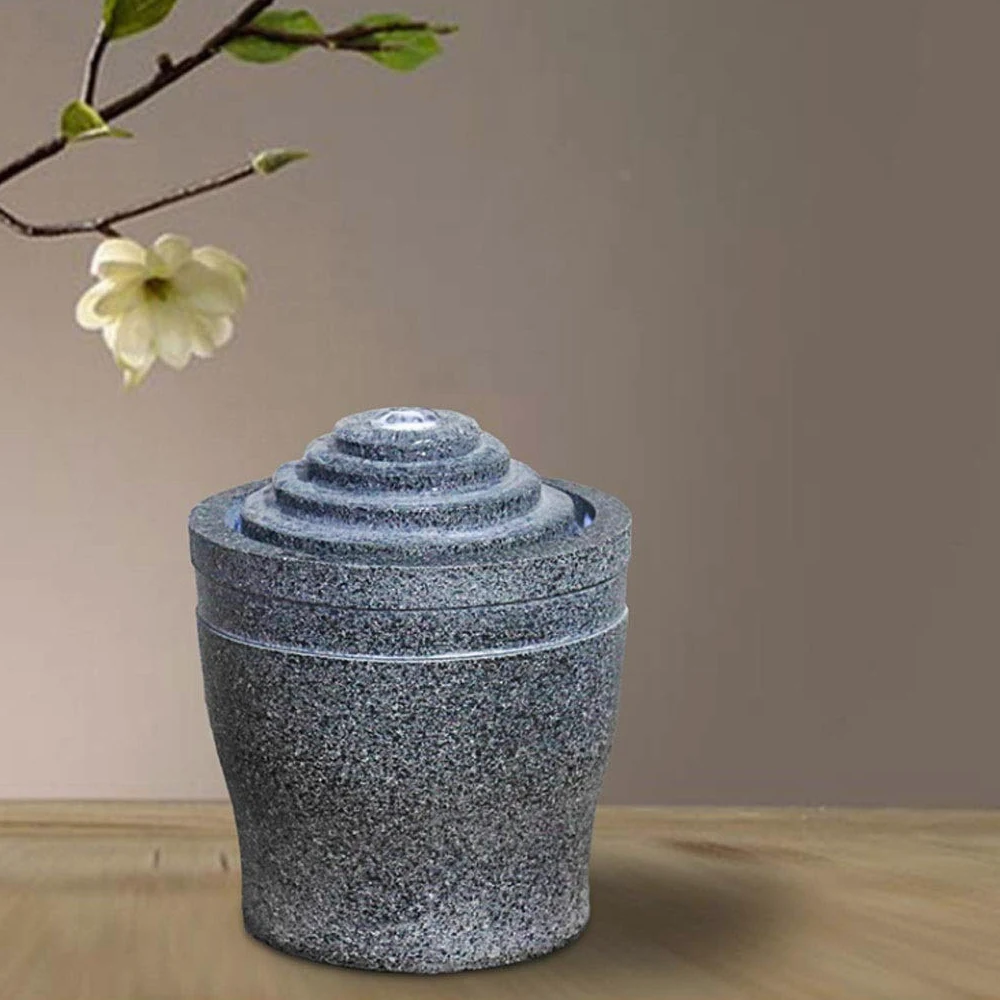 Fontana da Interno/Fontana d'Acqua Fontana da Giardino per Interni Ed Esterni Decorazione Domestica Fontana da Tavolo con Pompa Altezza 4,3", Fontane da Tavolo Grigie