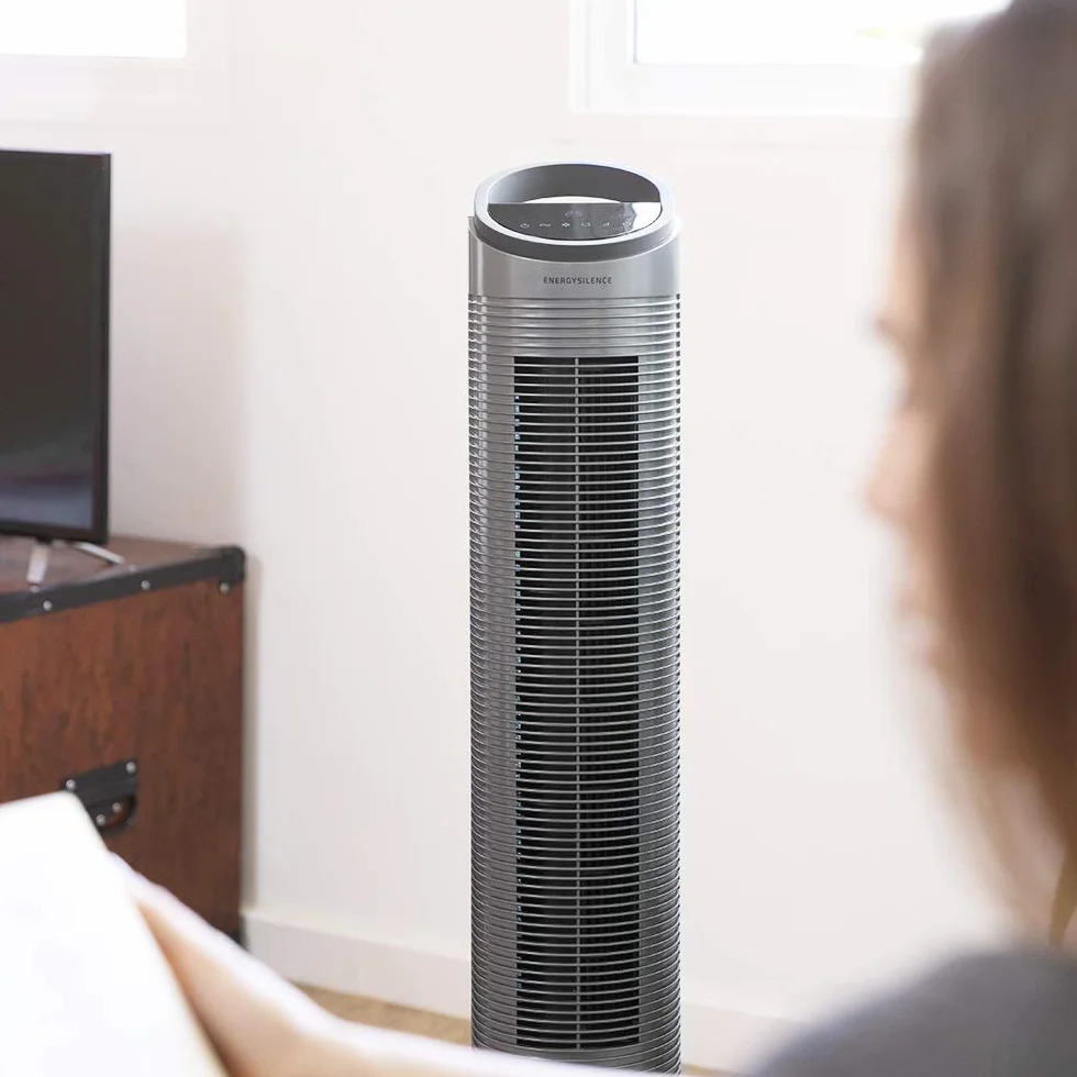 Cecotec Condizionatore a evaporazione EnergySilence 2000 Cool Tower Smart. Potenza 60 W, Serbatoio Estraibile da 2 L, 3 velocità, 3 modalità con Oscillazione, Timer, Controllo Touch