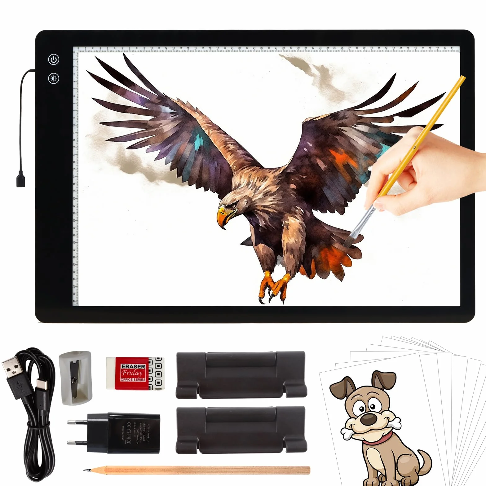 TOHETO A2 Ricaricabile Lavagna Luminosa per Disegnare 5200mAh LED Tracing Light Pad