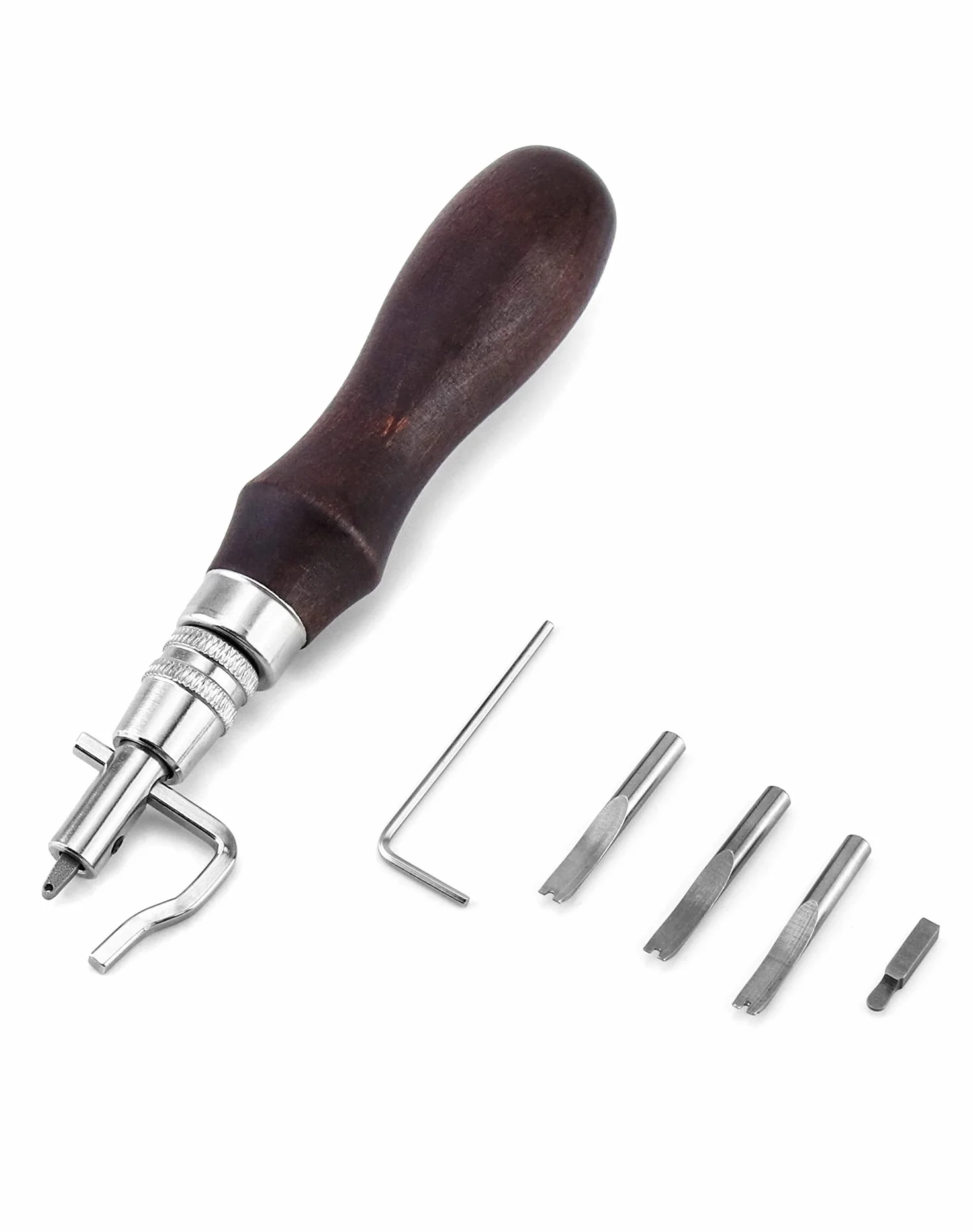 QWORK® 7-in-1 Kit di Attrezzi per la Lavorazione del Cuoio, Strumento per Scanalatura in Pelle