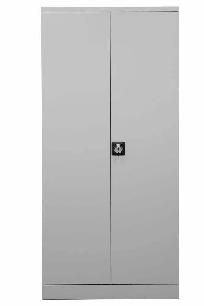 Sigma Armadietto per Documenti in Metallo, 92x42x195 cm, 2 Ante Battenti, 4 Ripiani Regolabili (50 kg Ciascuno), Serratura a Chiave, Maniglia Rotante, Ideale per Ufficio, Garage ed Esterni, Grigio