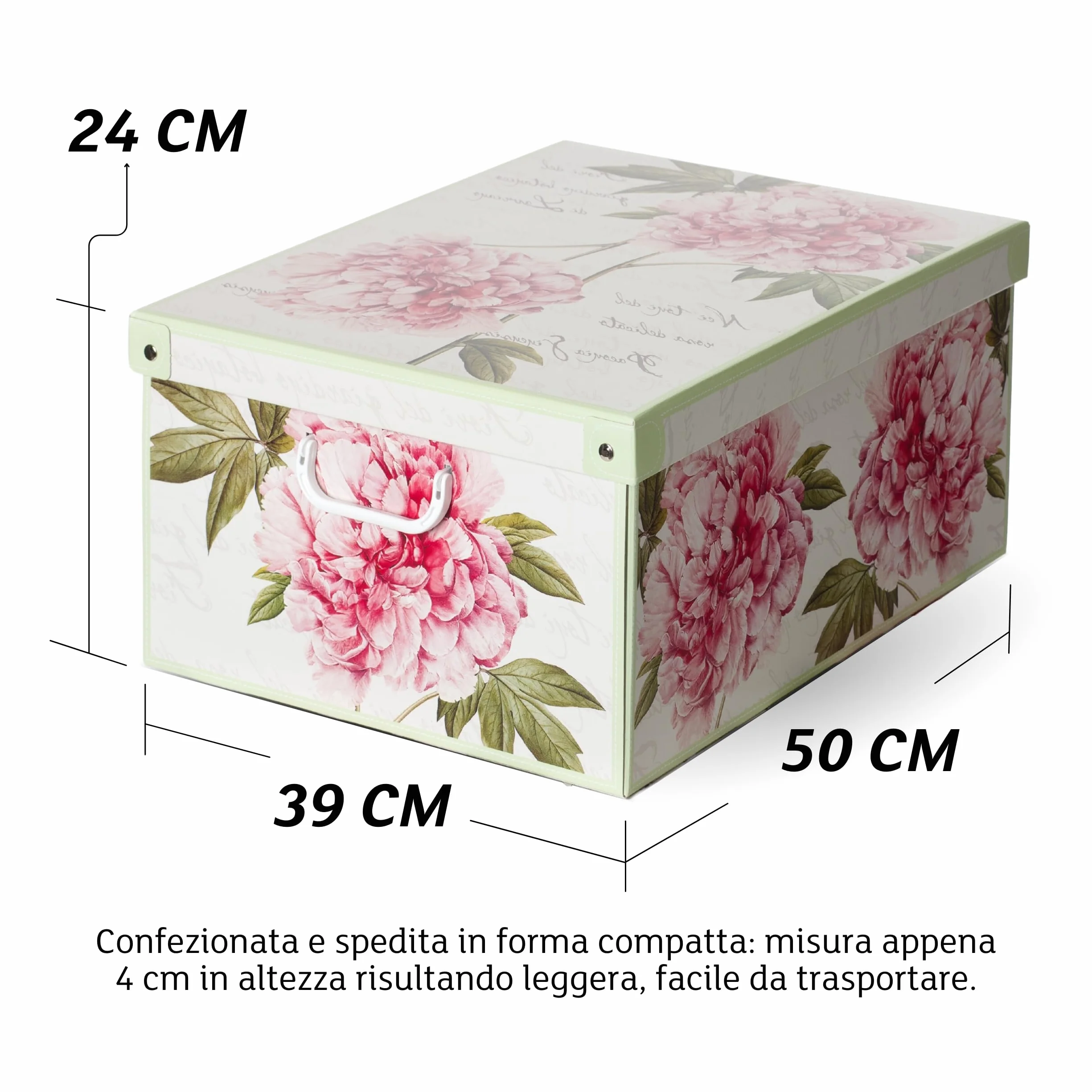 Lavatelli Set 6 Scatole armadio cartone floreali 39x50x24 cm Organizer salvaspazio
