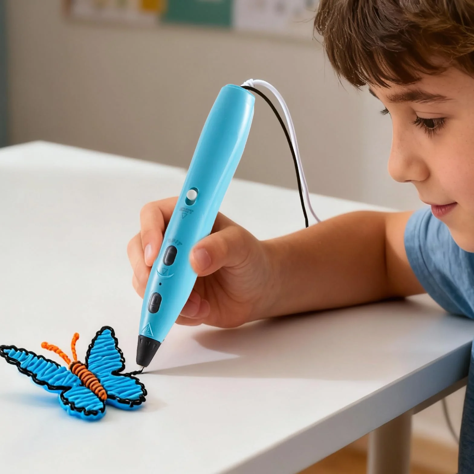 Set di penne 3D RPC200B, 12 colori filamento PLA, penna per stampa 3D blu