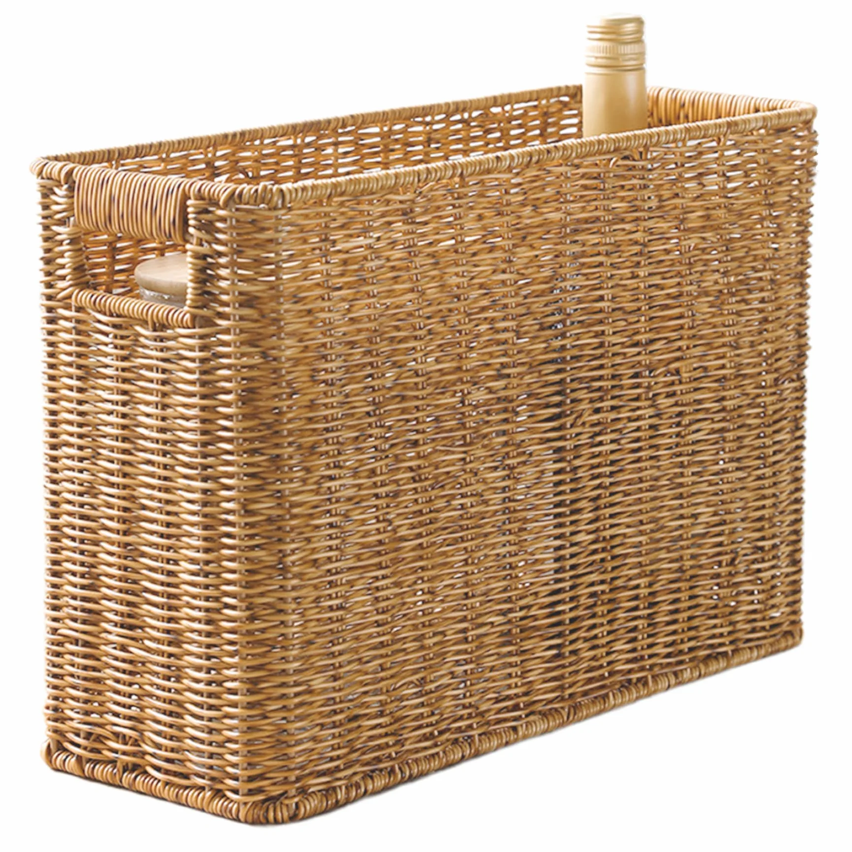 Portariviste in Rattan Intrecciato 15x10x9 Pollici Cestino Portaoggetti Rettangolare Marrone Chiaro