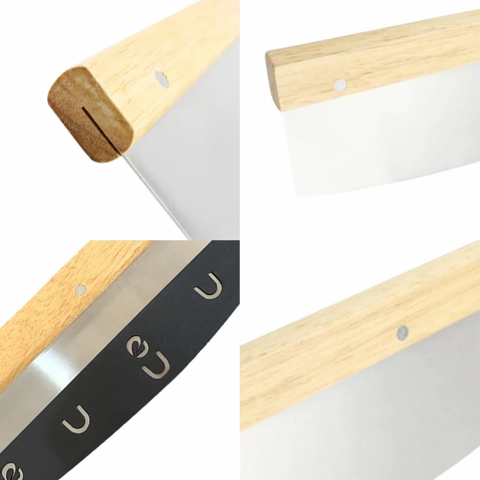 Tagliapizza,Tagliapizza in Acciaio Inox 32cm,Manico in legno massiccio,Coltello Mezzaluna per Tagliare Verdure, Erbe, Carne, Alimenti-Impugnatura Ergonomica,Taglio Preciso e Efficiente