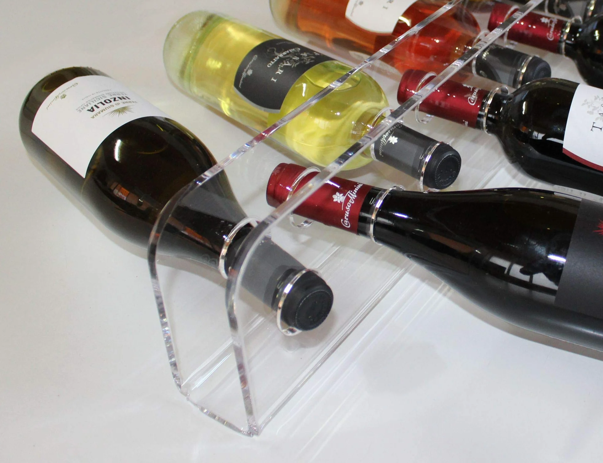 Agplex Cantinetta Vino - Portabottiglie Vino da Parete in vetro acrilico plexig. - Porta Bottiglie di Vino trasparente (Capacità 10 Bottiglie)