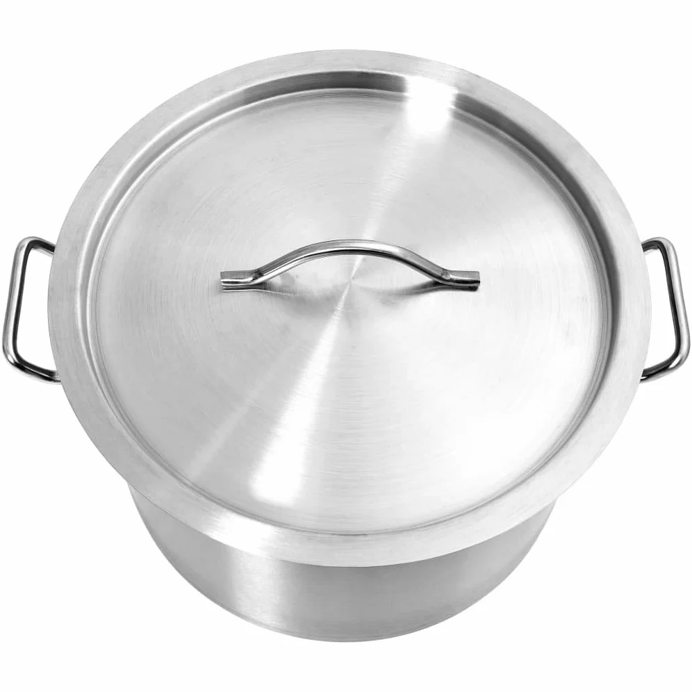 Pentola in acciaio inox, 32 l, 40 x 26 cm, con coperchio e manici, adatta per fornelli a induzione e a gas, pentola universale per cucinare, cuocere, stufare in casa e gastronomia