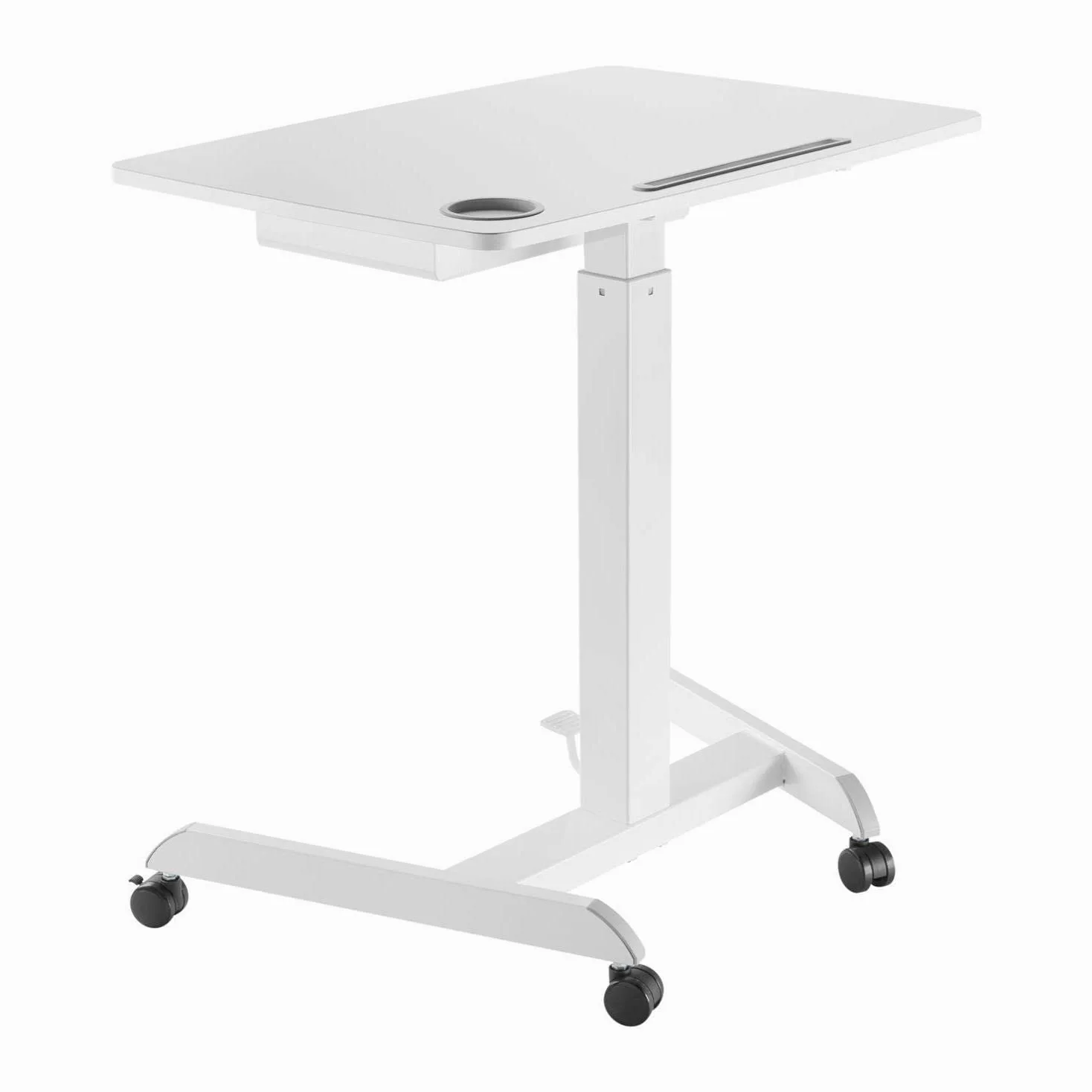 Maclean MC-903 Tavolo per laptop regolabile in Altezza max 113cm con rotelle e Casetto Scrivania sit-stand Postazine di lavoro Carrello (Bianco)