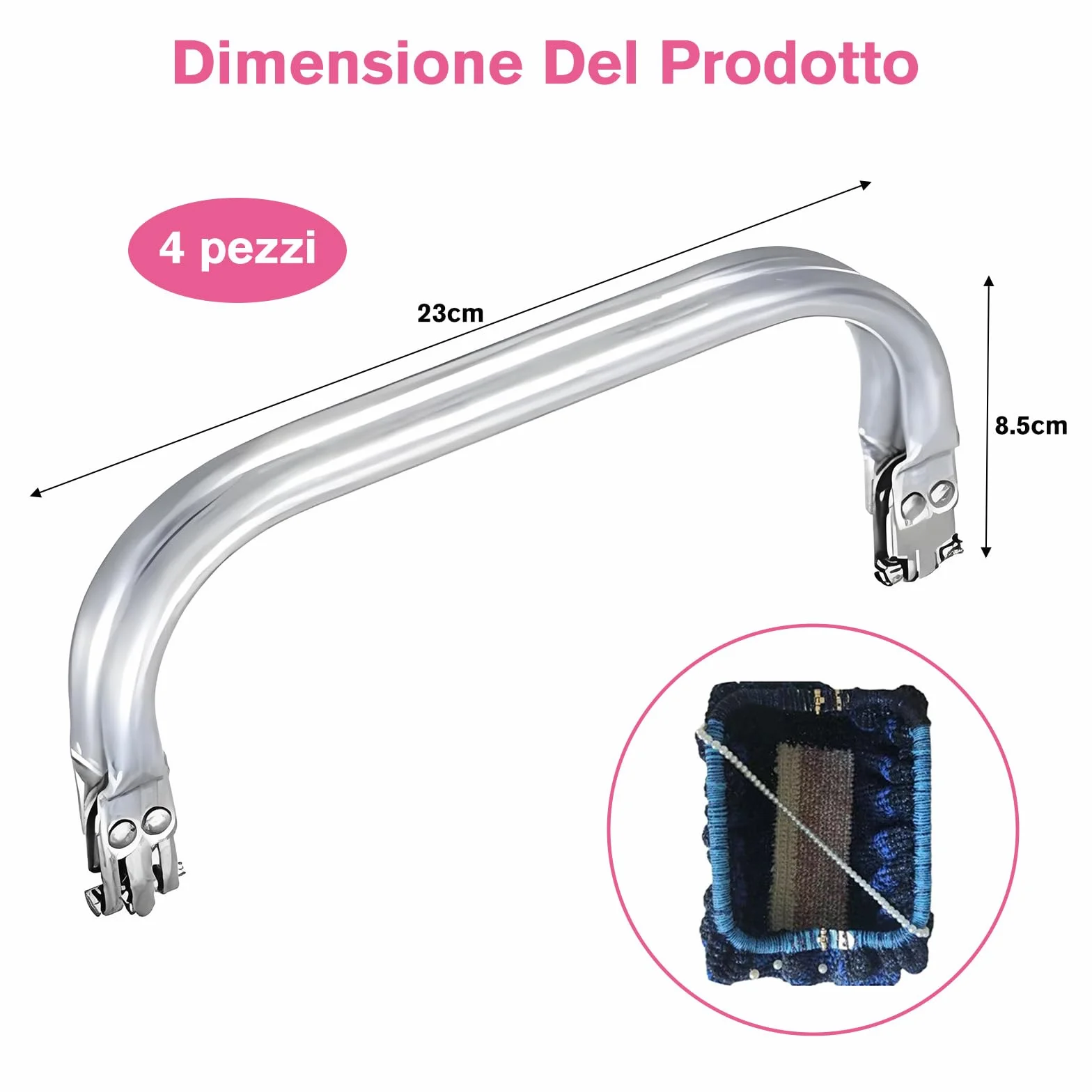 4 Pezzi Chiusura Borsa Uncinetto 20x9 cm Borsa Forma di U Manico Interno Bacio per Clutch Bag DIY