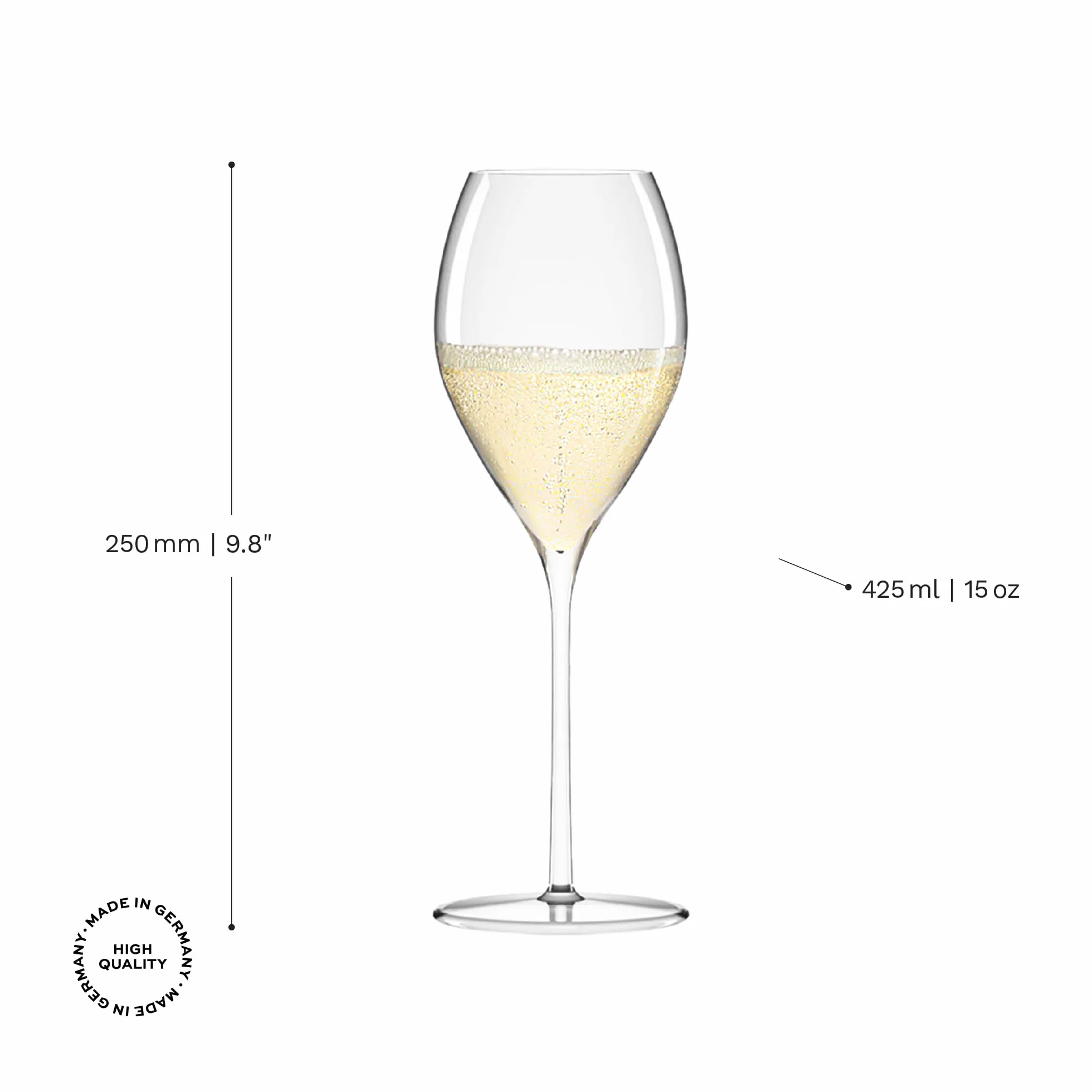 Stölzle Lausitz Set di 6 bicchieri da champagne fino da 425 ml, eleganti calici da champagne ideali per spumante e prosecco, bicchieri da spumante in cristallo senza piombo, lavabili in lavastoviglie