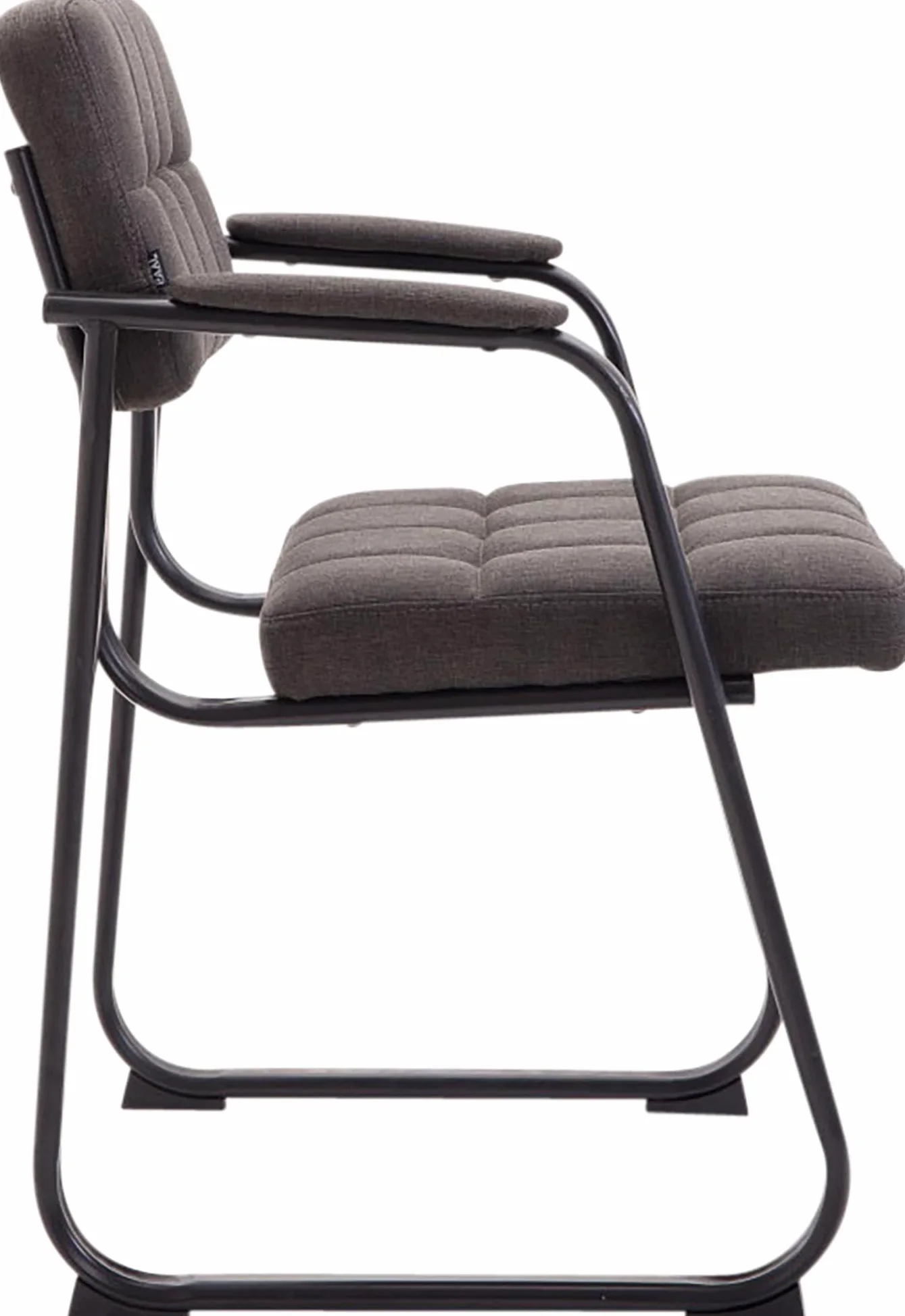 CLP Sedia con braccioli Canada B, sedia visitatore imbottita, struttura in metallo nero opaco, sedia da conferenza, sedia sala d attesa tessuto, Colore:grigio scuro