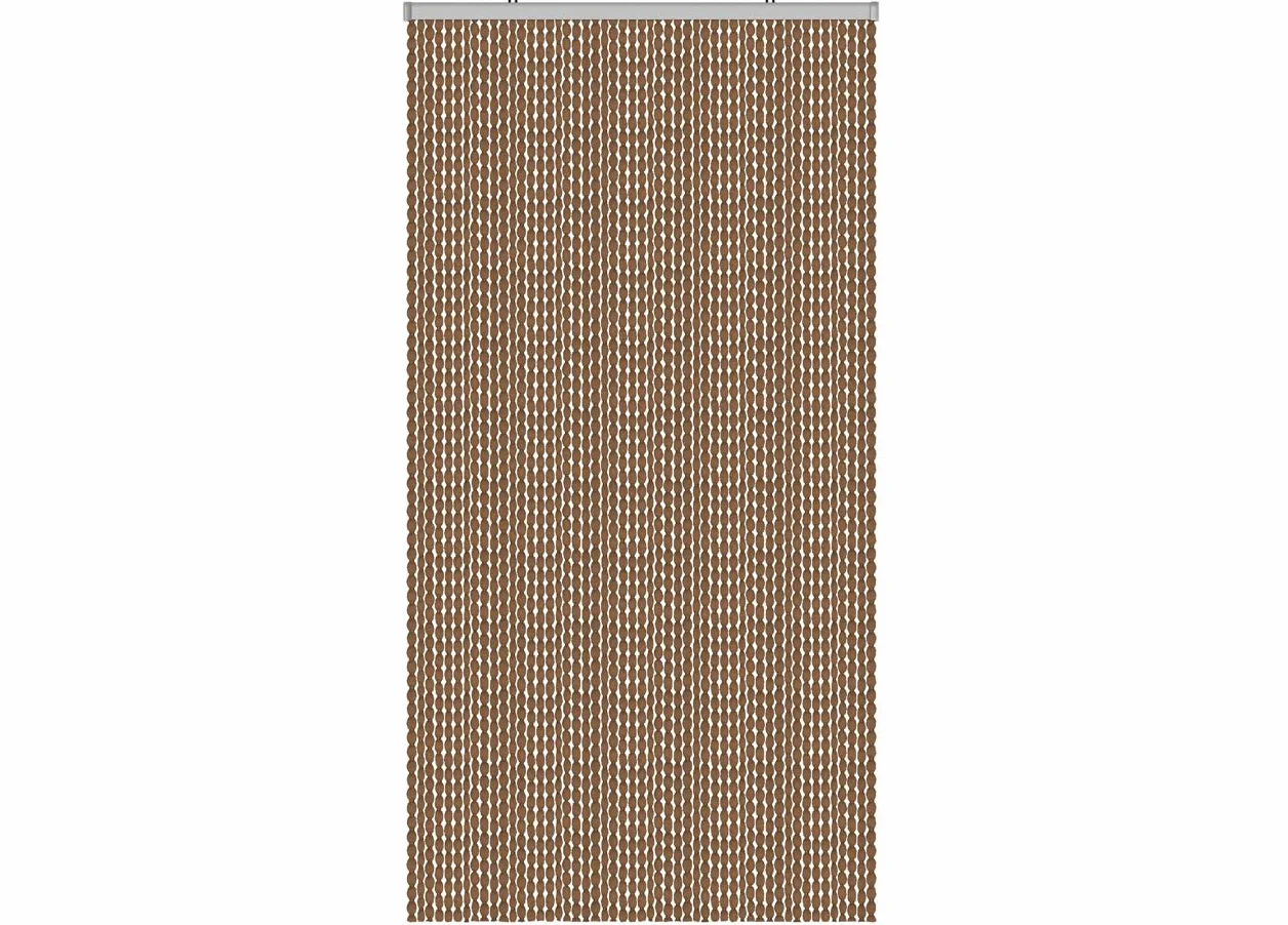 BIANCHERIAWEB Tenda Antimosche a Fili con Pon Pon Pallini Morbidi Misura 120x230 Colore Marrone Pannello Moschiera Antirumore per Porta Finestra, Decorazione e Divisorio per Stanze