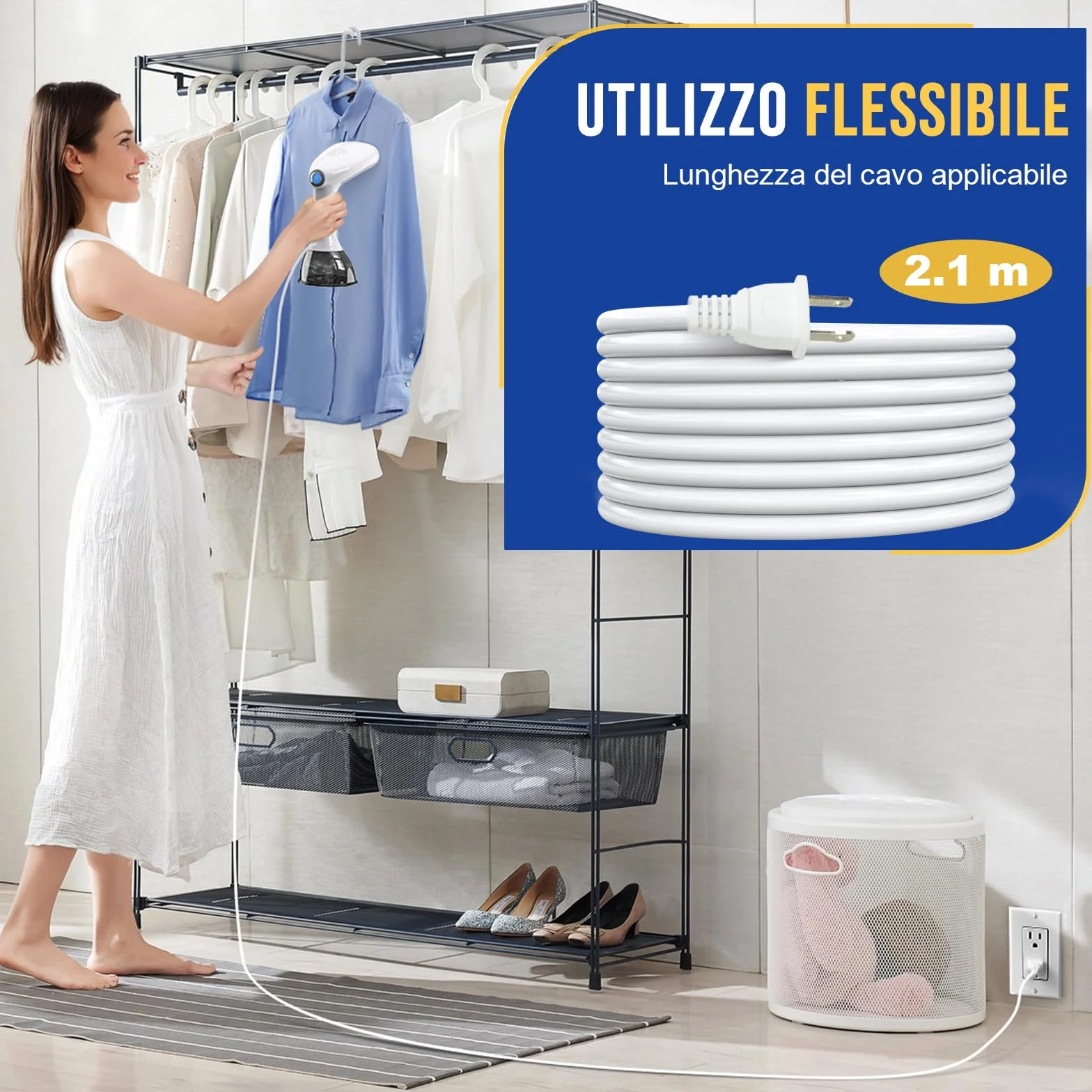 Rolipo Ferro Stiratore Verticale per Abiti, Stiratore a Vapore Portatile da 30g/min, Serbatoio da 400ml, Piastra di Terza Generazione, per Casa, Ufficio e Viaggio