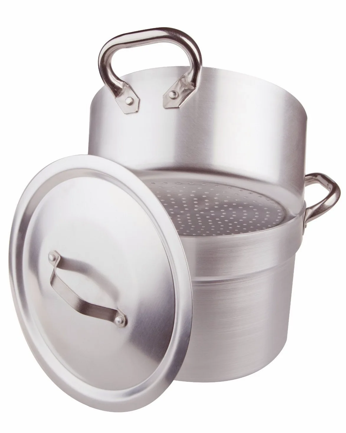 Pentole Agnelli ALMA1524 Pentola Cuociverdure E Couscous con Casseruola per Cottura A Vapore Spessore 3 Millimetri Completa di Coperchio E Due Maniglie Inox, Diametro 40 cm