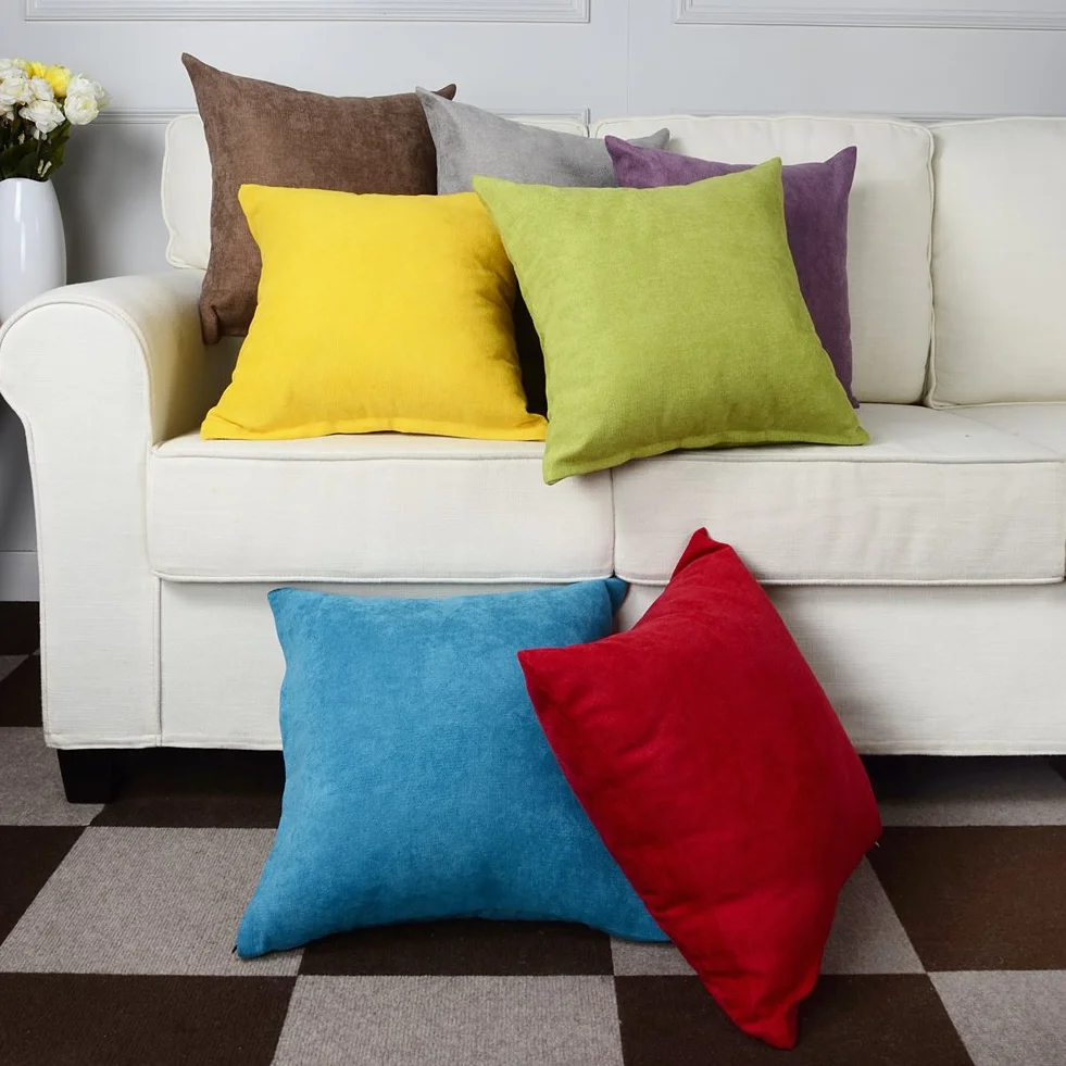 Topfinel Federe Cuscini Comode in Ciniglia per Divano, Copricuscini Decorativi Letto Arredo casa, Fodere cuscino Tinta unita per Soggiorno Camera Balcone Esterno, 2 Pezzi, 60x60 cm Grigio