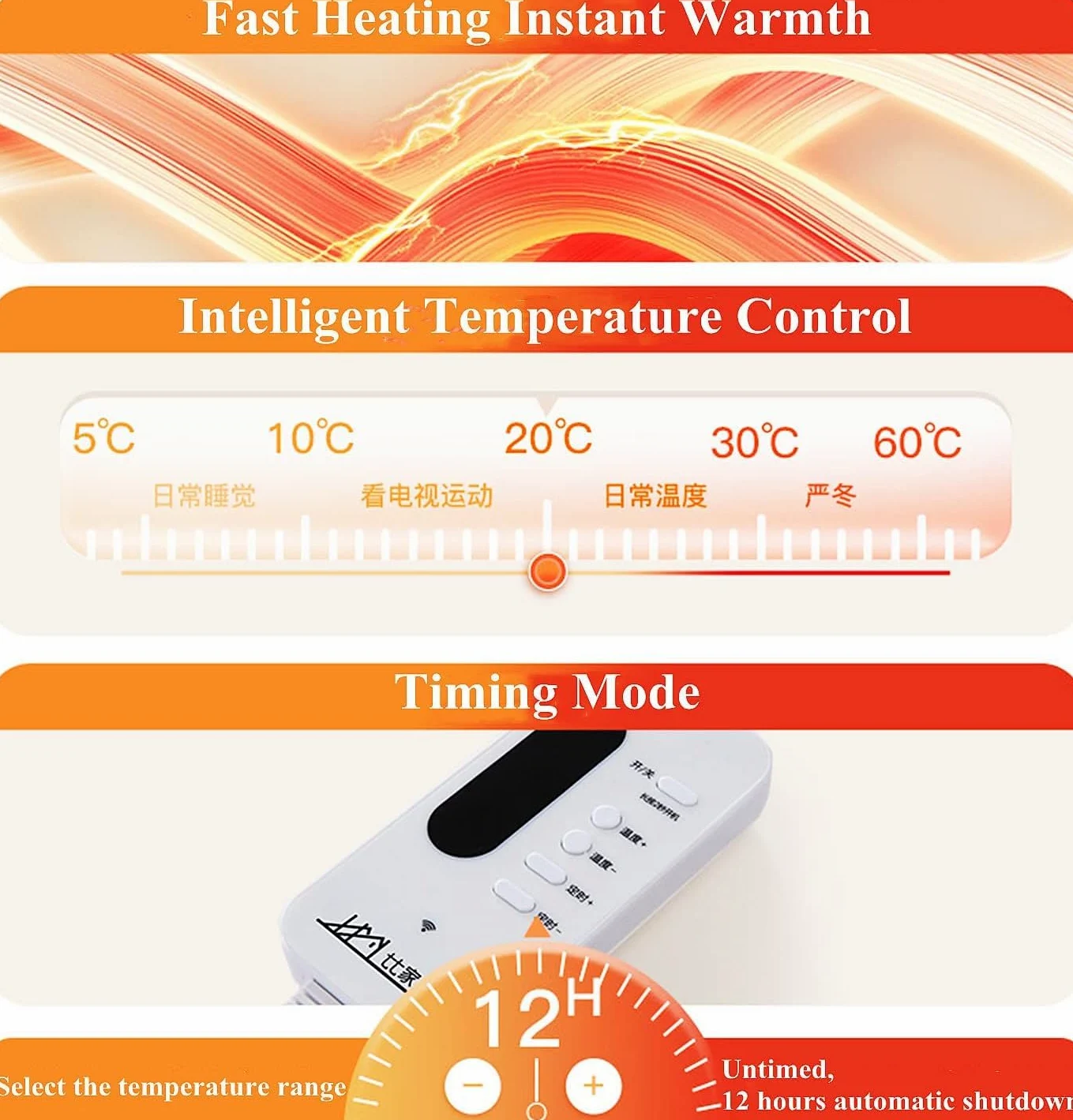 Tappetini riscaldanti per pavimento, scaldapiedi con timer, effetto legno | Termostato regolabile, tappetino riscaldante elettrico, adatto per yoga e pilates(50x100cm)
