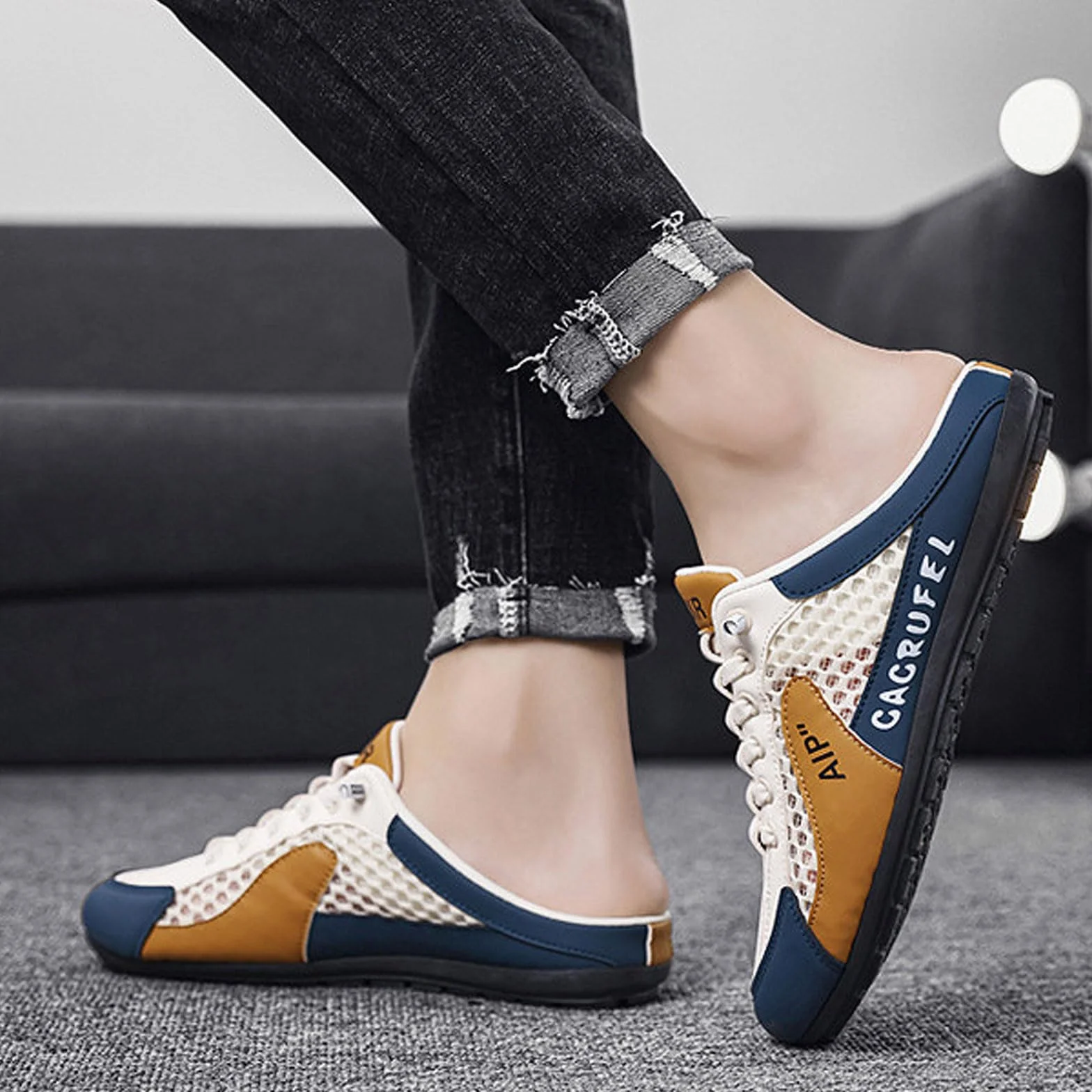 Scarpe da Ginnastica Uomo Slip on Mule Senza Schienale Pantofole in Rete Leggere