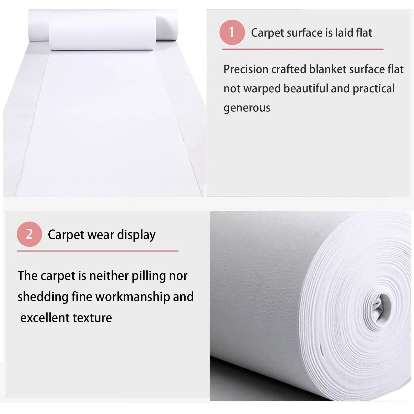 Tappeto bianco per corridoio nuziale, spessore 2 mm, resistente all'usura, tappeto antiscivolo per eventi, per feste, matrimoni, balli, affari, decorazione da spiaggia