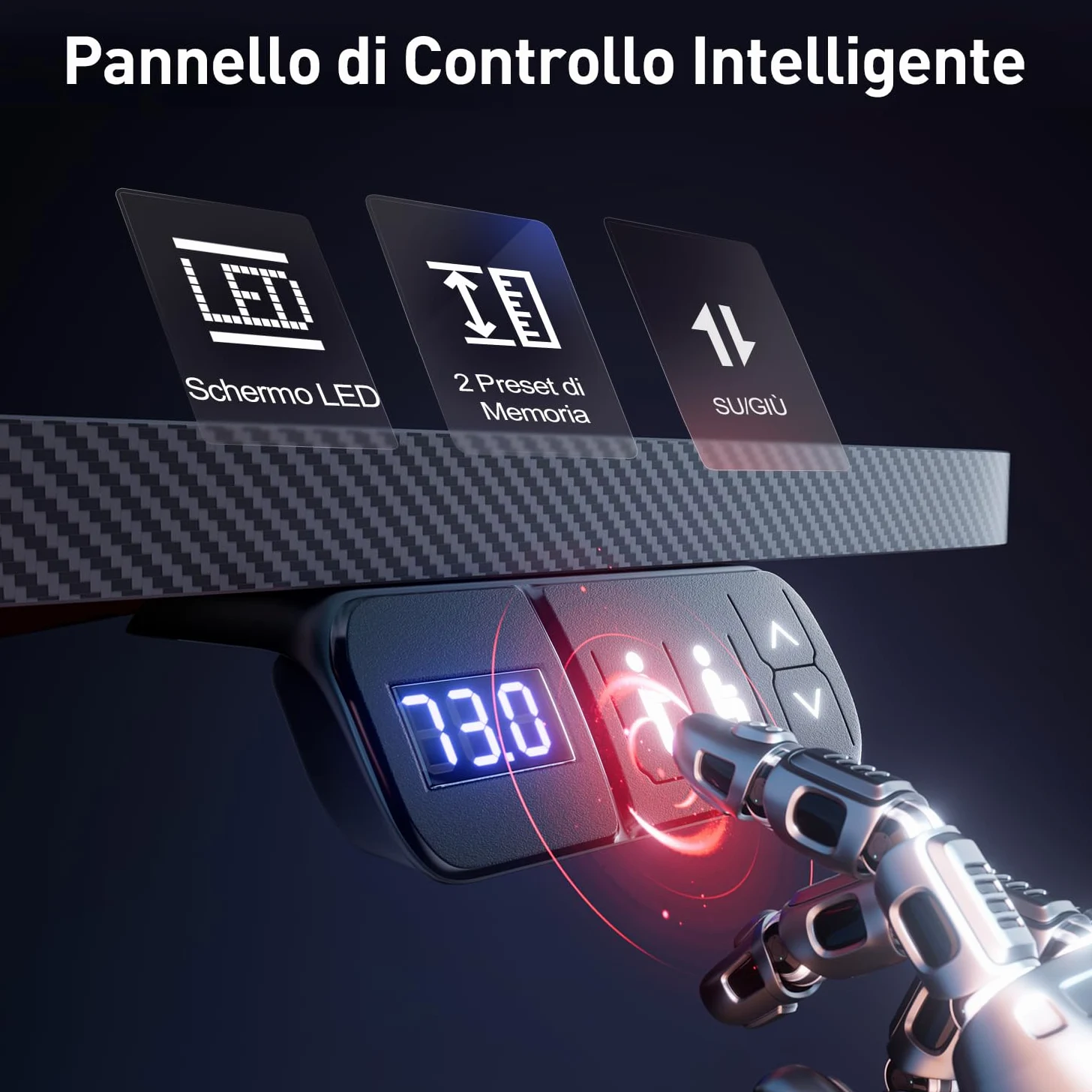HLFURNIEU Scrivania Gaming LED 140 x 60 cm, Scrivania Regolabile in Altezza con Prese & Porte USB, Tavolo Gaming con Supporto per Monitor, 2 Controlli Memoria, Postazione Gaming Nero