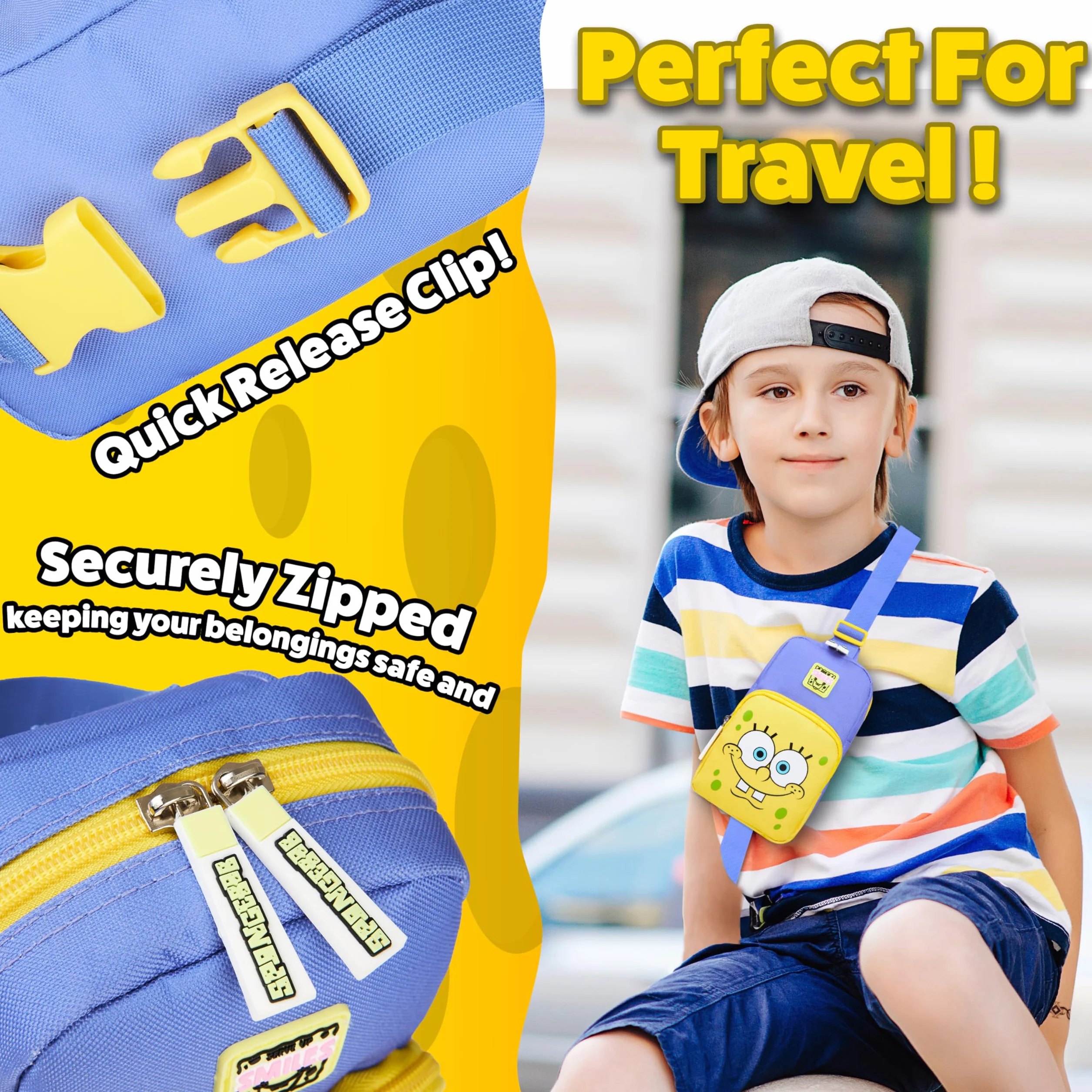 SPONGEBOB SQUAREPANTS Borsa a Tracolla Ragazza Borsa Viaggio per Telefono Soldi