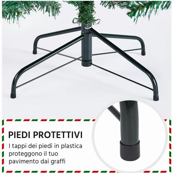 Yaheetech Albero di Natale 219 cm Artificiale Automatico Folto Realistico 1446 Rami Incernierati Supporto in Metallo Pieghevole Decorazioni per Casa Negozio