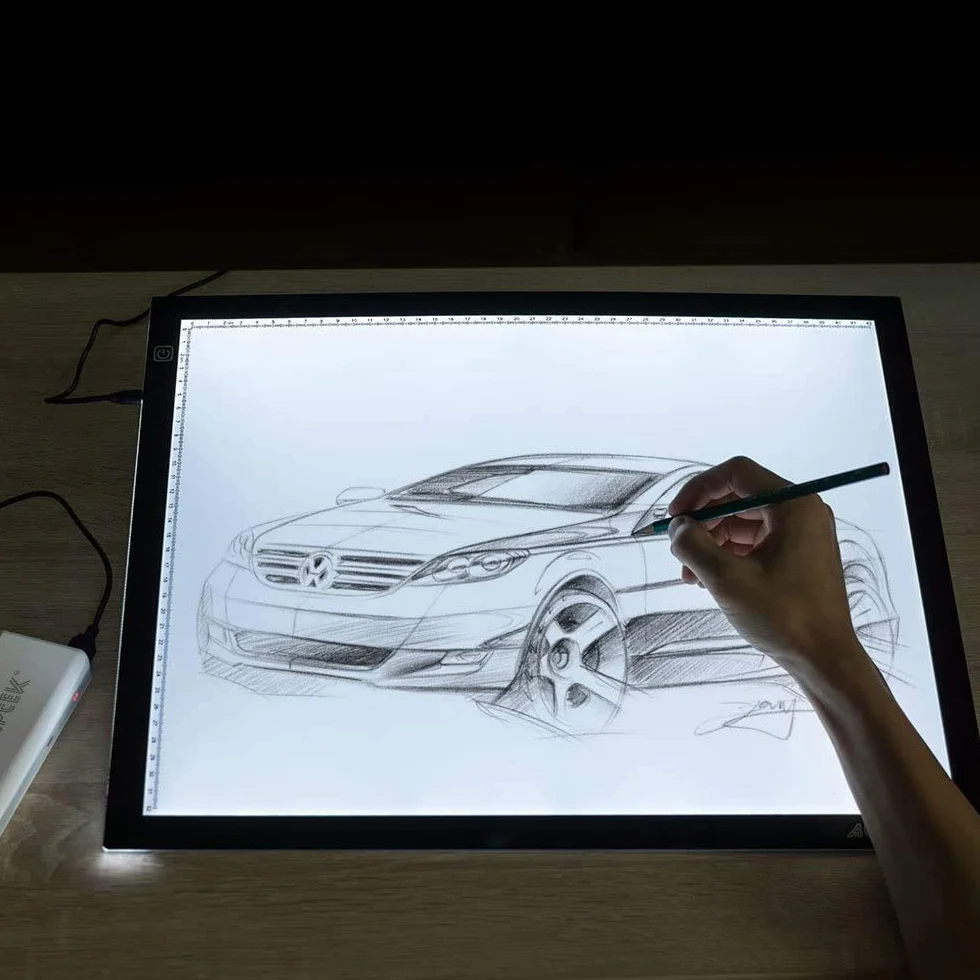 Light Box LED Light Pad di Disegno, Tavola Luminosa A3 con Luminosità Regolabile 47x34,5x0,5 cm
