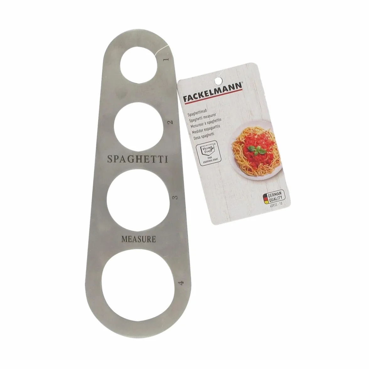 Fackelmann - Misuratore per Spaghetti, Dosatore per Spaghetti, Acciaio Inossidabile, 18,5 x 6,5 cm