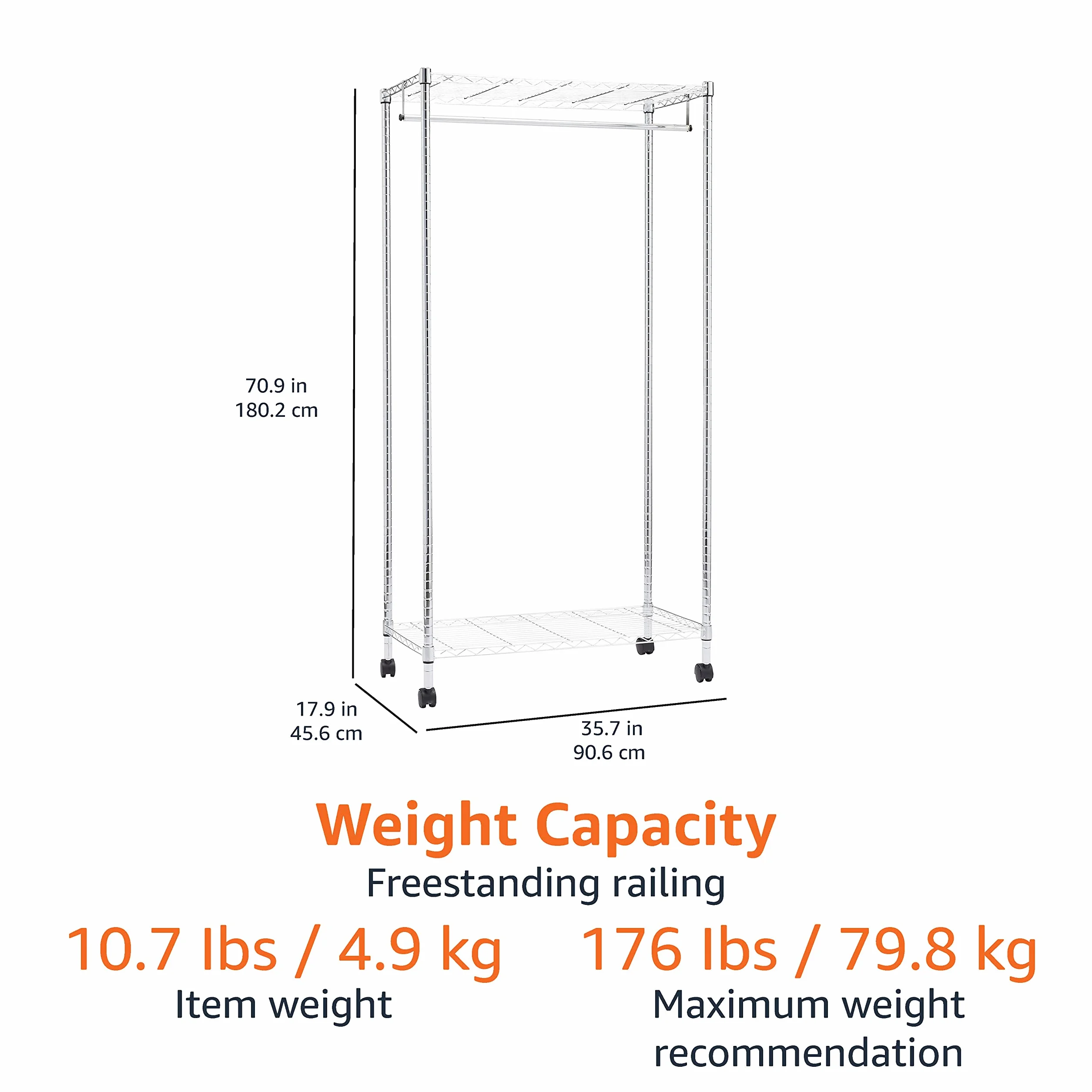 Amazon Basics Appendiabiti cromato 89 x 45 x 180 cm