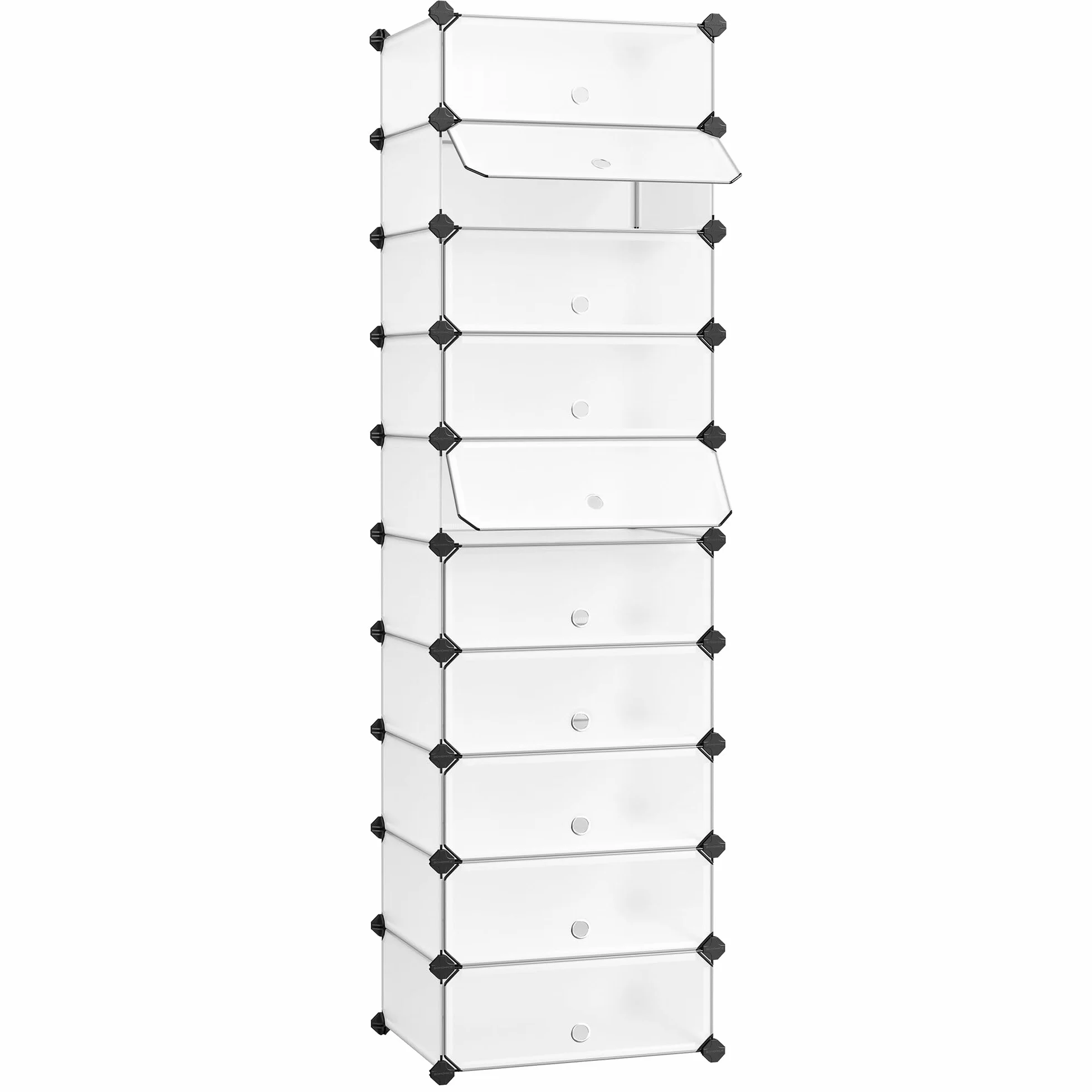 SONGMICS Scarpiera 10 Scomparti Scaffale Componibile Plastica Armadietto Portascarpe Bianco LPC10W