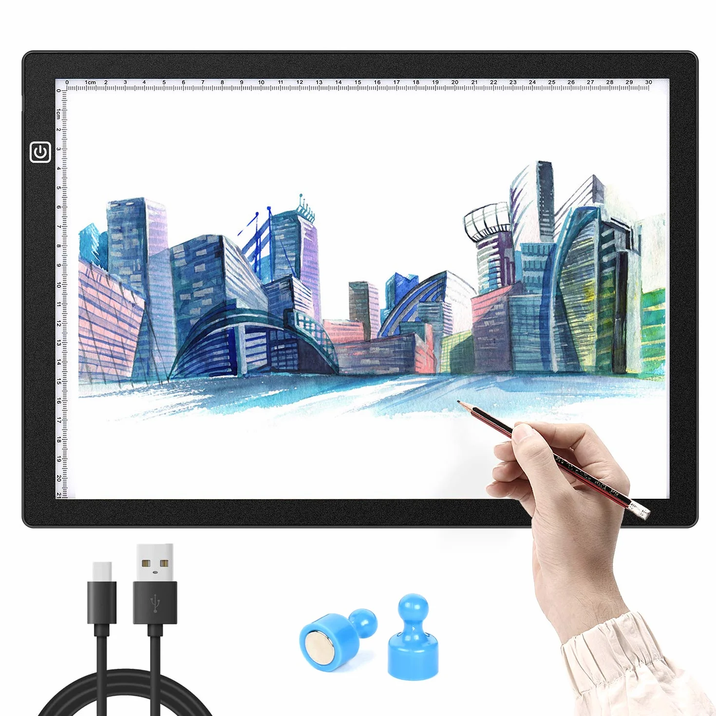 Tavolo luminoso per disegno A4 LED con 3 modalità di illuminazione, Light Pad ultra sottile touch