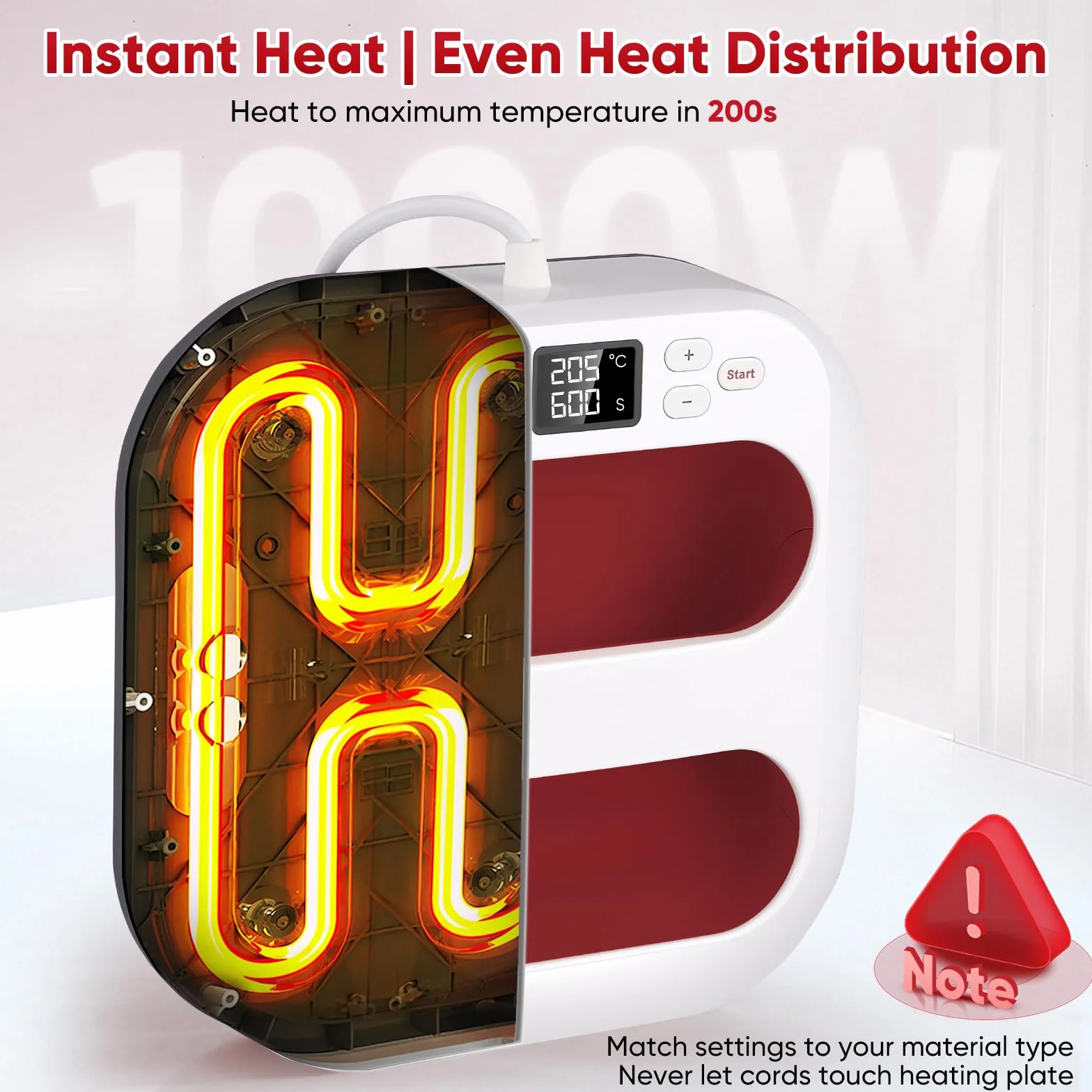 Pressa a Caldo per Tessuti, Pressa a Caldo Portatile con Timer e Controllo Della Temperatura (100-205 °C), Trasferimento Rapido di Tessuti, Include 12 Adesivi, 22,5x22,5CM(9 x 9 pollici)