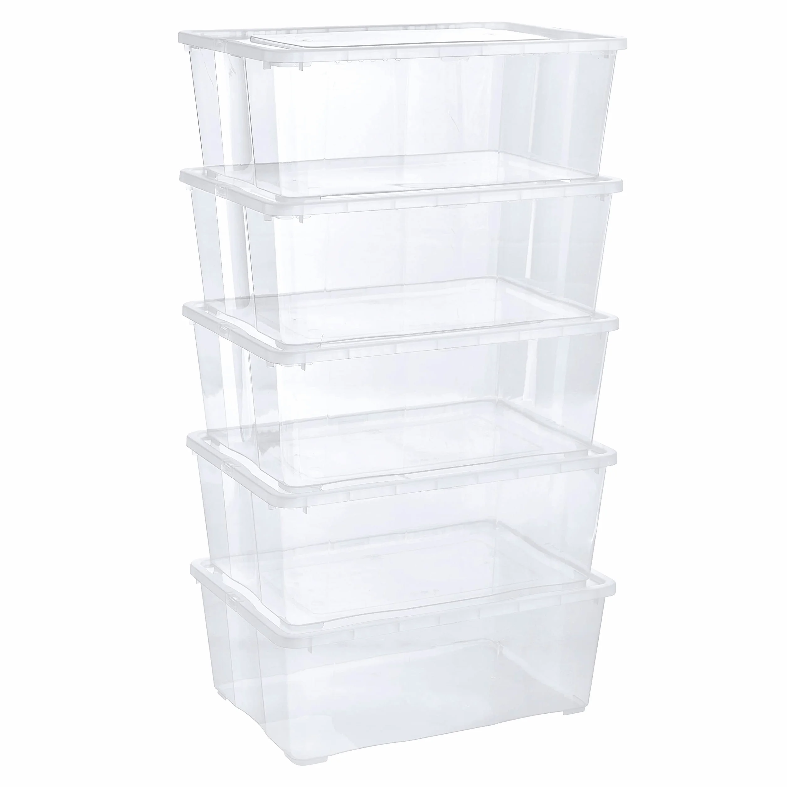 Grizzly 5 Contenitori Portaoggetti Impilabili Trasparenti 10 L Scatole Portagiocattoli Organizer Casa