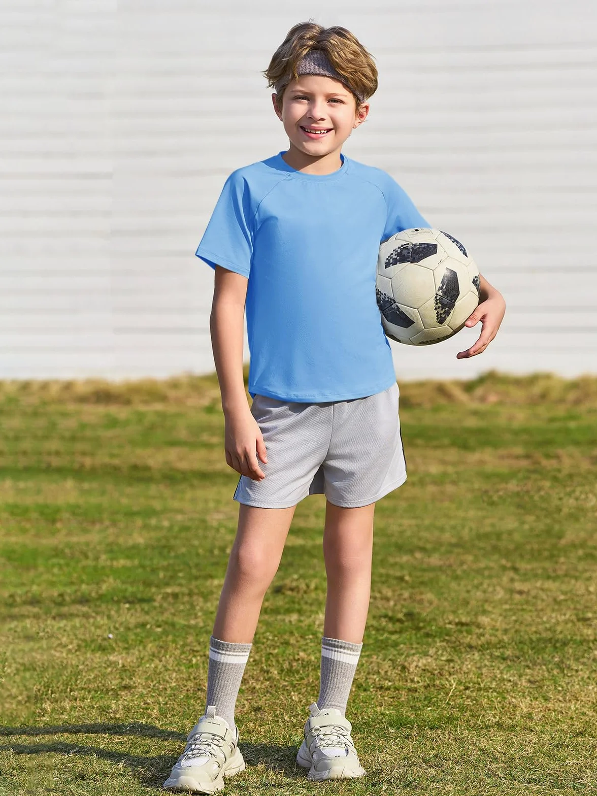 Haloumoning Maglietta da ragazzo maniche corte scollo rotondo top estivo tinta unita regular fit 5-14 anni