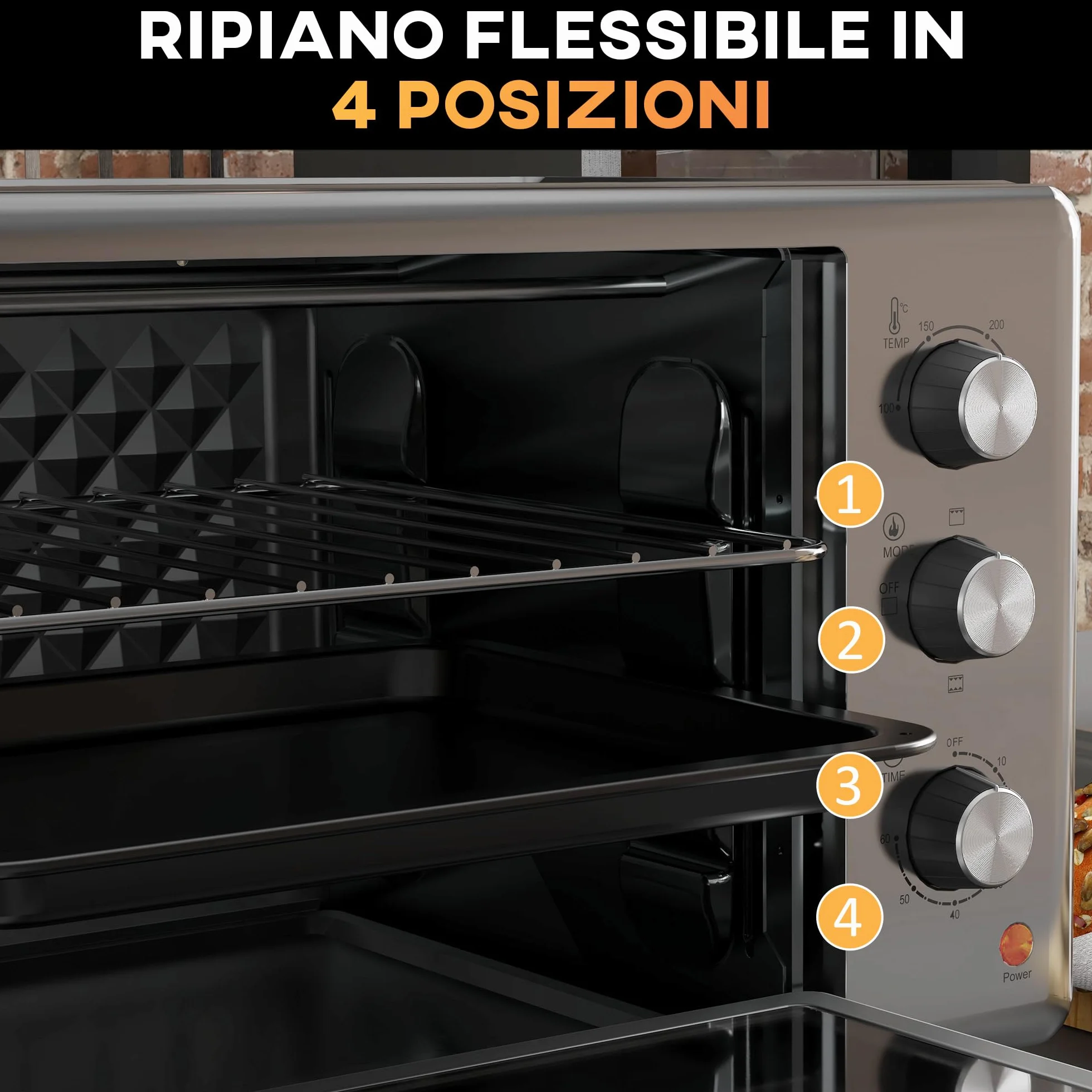 HOMCOM Fornetto Elettrico 30L, Mini Forno Elettrico 1600W, Argento