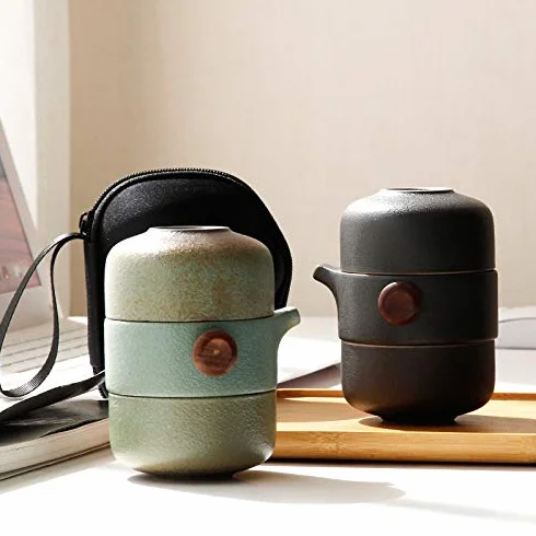 Ceramica Tazza da tè giapponese fatta a mano con coperchio portatile da viaggio ufficio