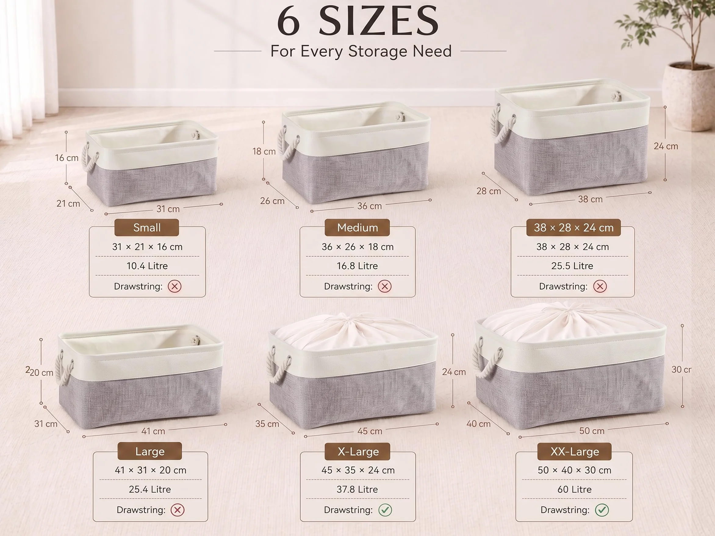 Mangata Scatole per Armadio Pieghevoli Set di 3 Bianco Grigio Contenitori Portaoggetti