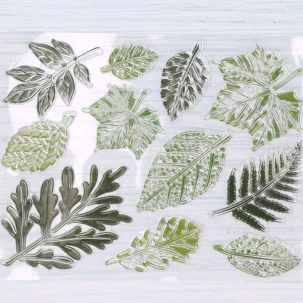Timbri in Silicone, Set di Timbri con Foglie di Fiori, Set di Timbri Trasparenti, per Decorazioni Fai da Te, Scrapbooking, Album di Compleanno