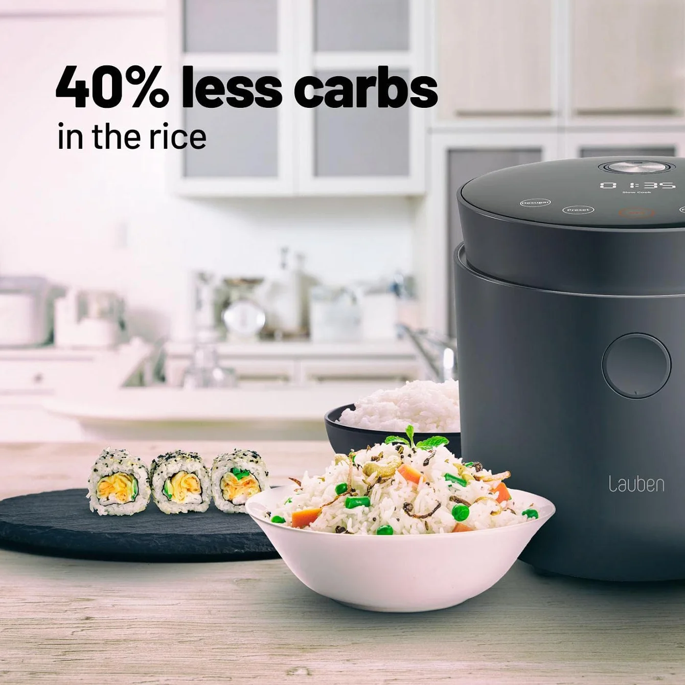 Lauben LOW Sugar Rice Cooker 1500AT 1,5 l Antracite