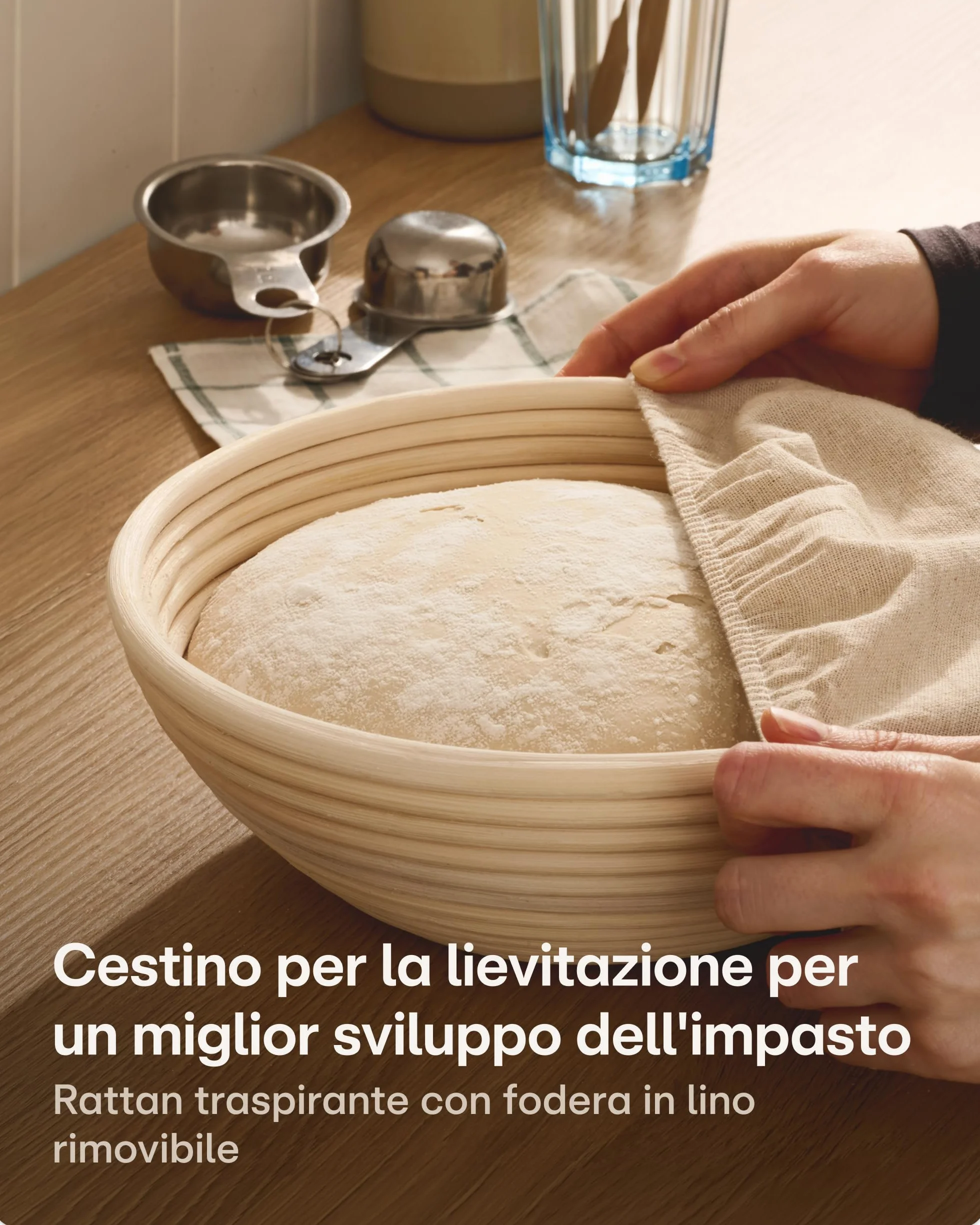 Praknu Pentola Ghisa 26 cm – Casseruola In Ghisa Set – con Cestino Lievitazione & Sacchetto Per Pane – Coperchio Incluso – 4,7 L Dutch Oven